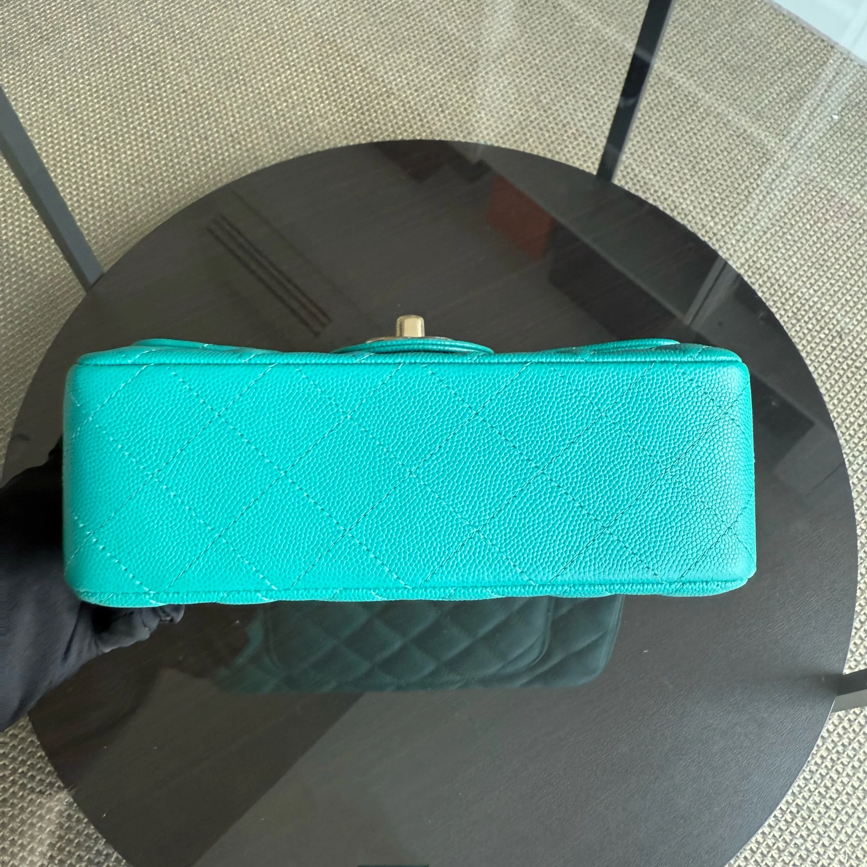 Chanel Classic Flap Mini - Caviar Quilted Grained Calfskin Cyan Gold Hardware Series 23