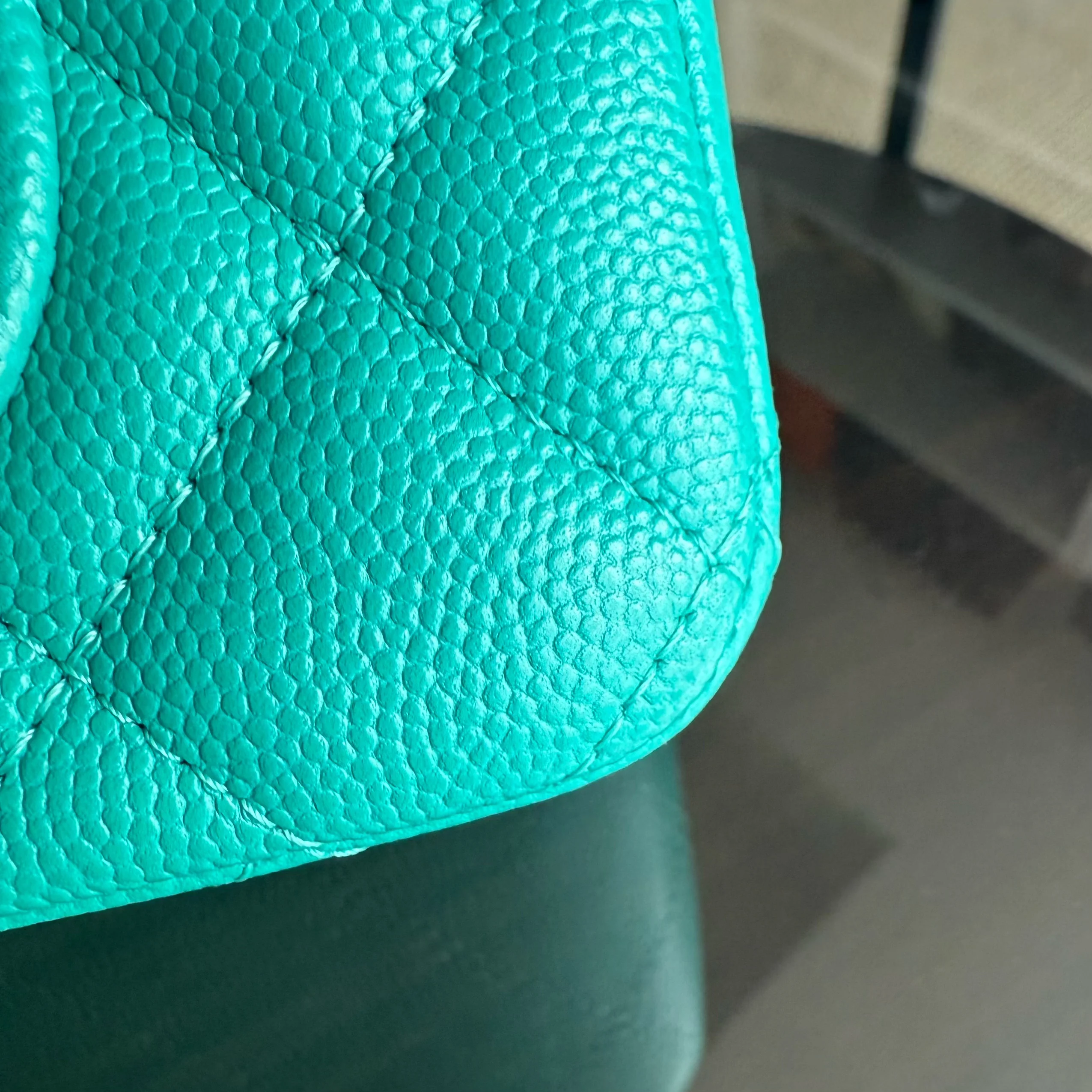 Chanel Classic Flap Mini - Caviar Quilted Grained Calfskin Cyan Gold Hardware Series 23