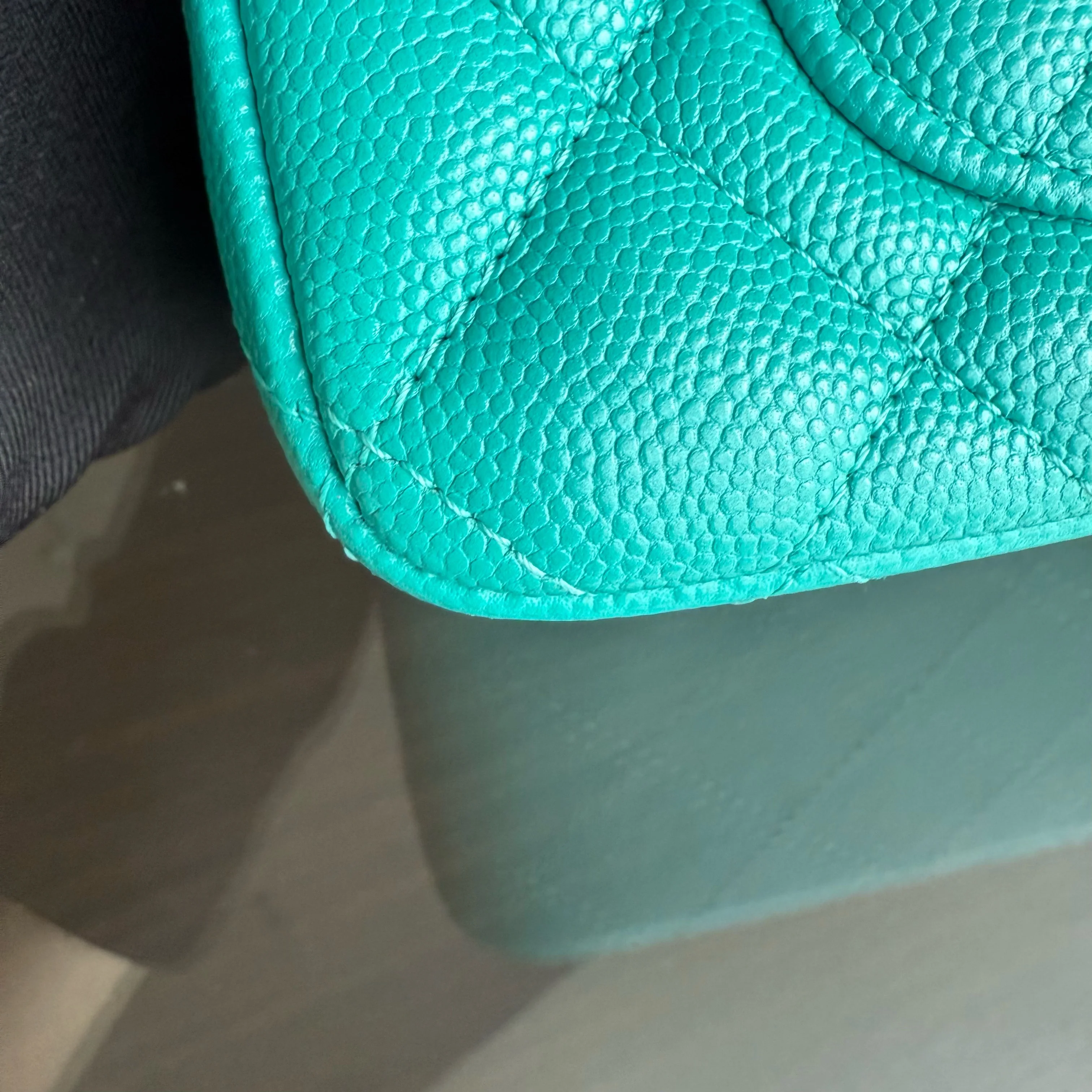 Chanel Classic Flap Mini - Caviar Quilted Grained Calfskin Cyan Gold Hardware Series 23