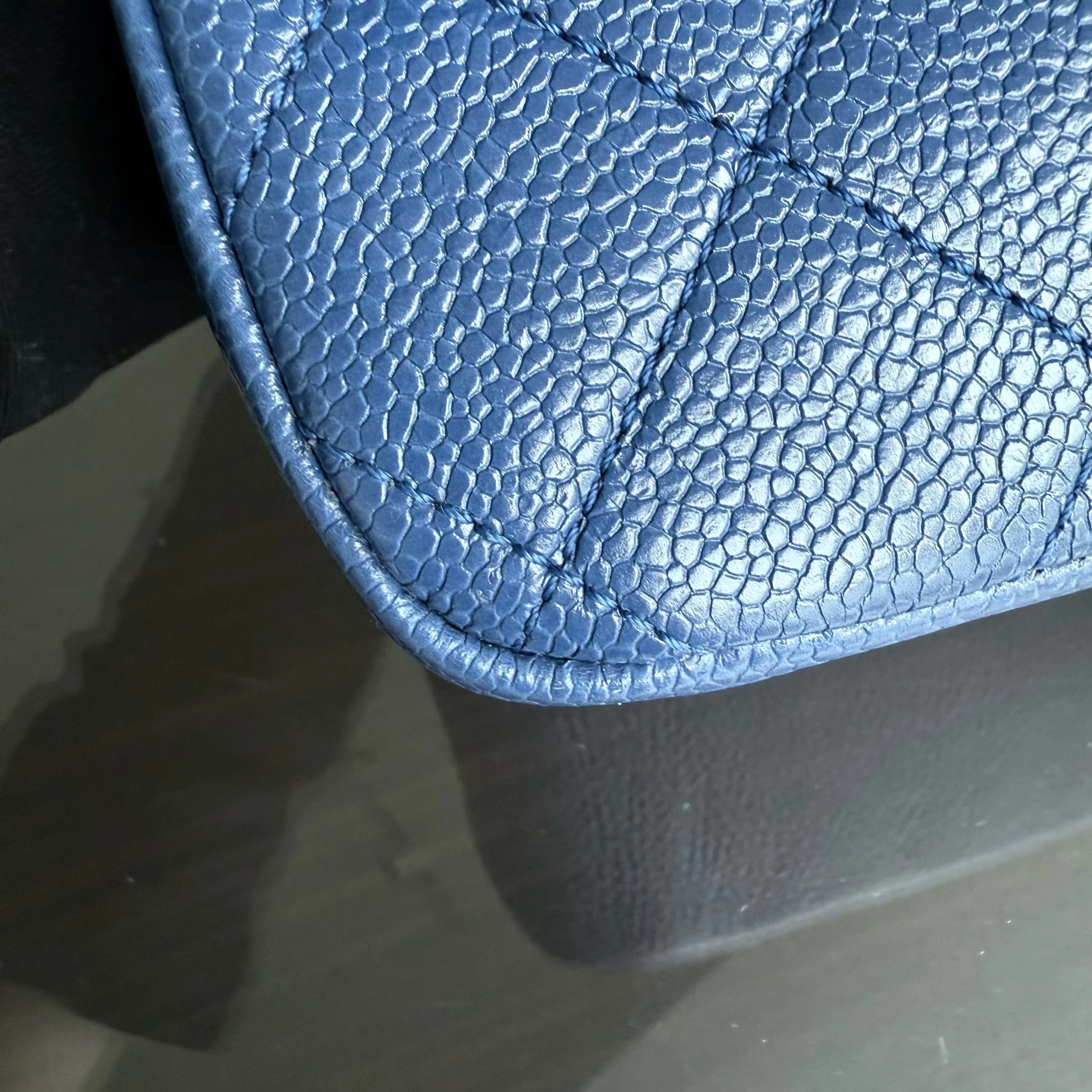 Chanel Classic Flap Seasonal Mini Square - Caviar Quilted All Blue Series 29