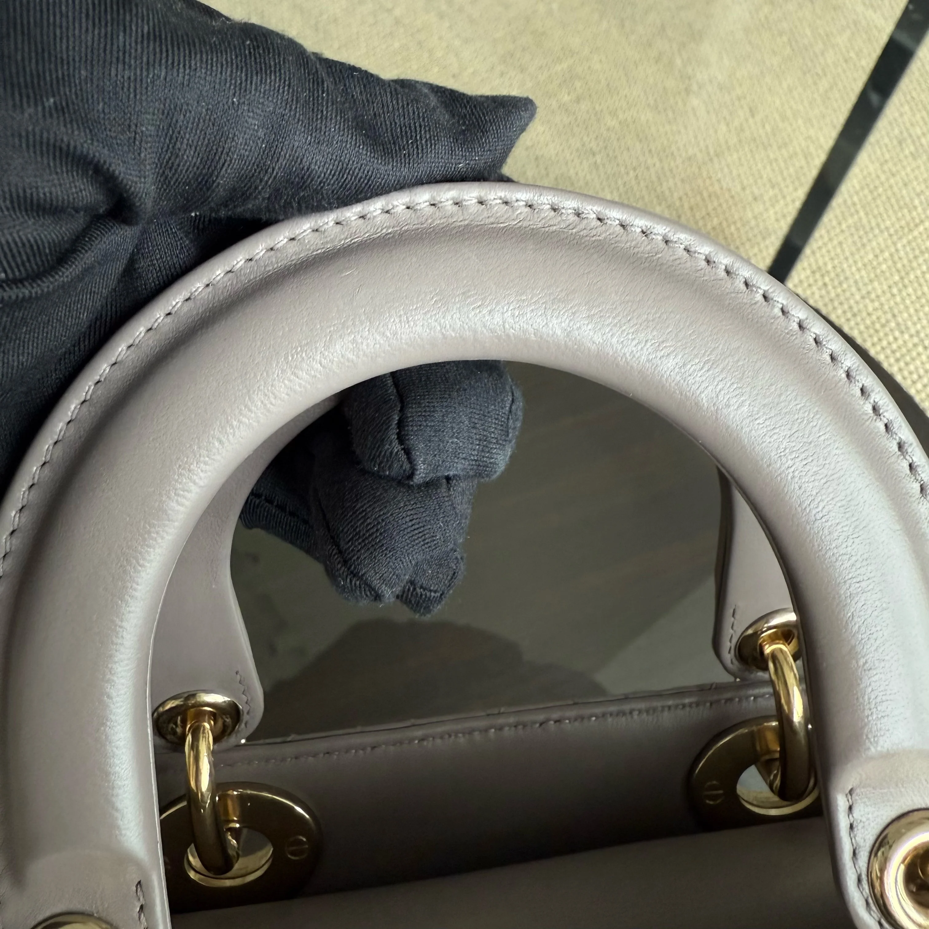 Dior Lady Small Flap - Cannage Lambskin Grey Gray Gold Hardware