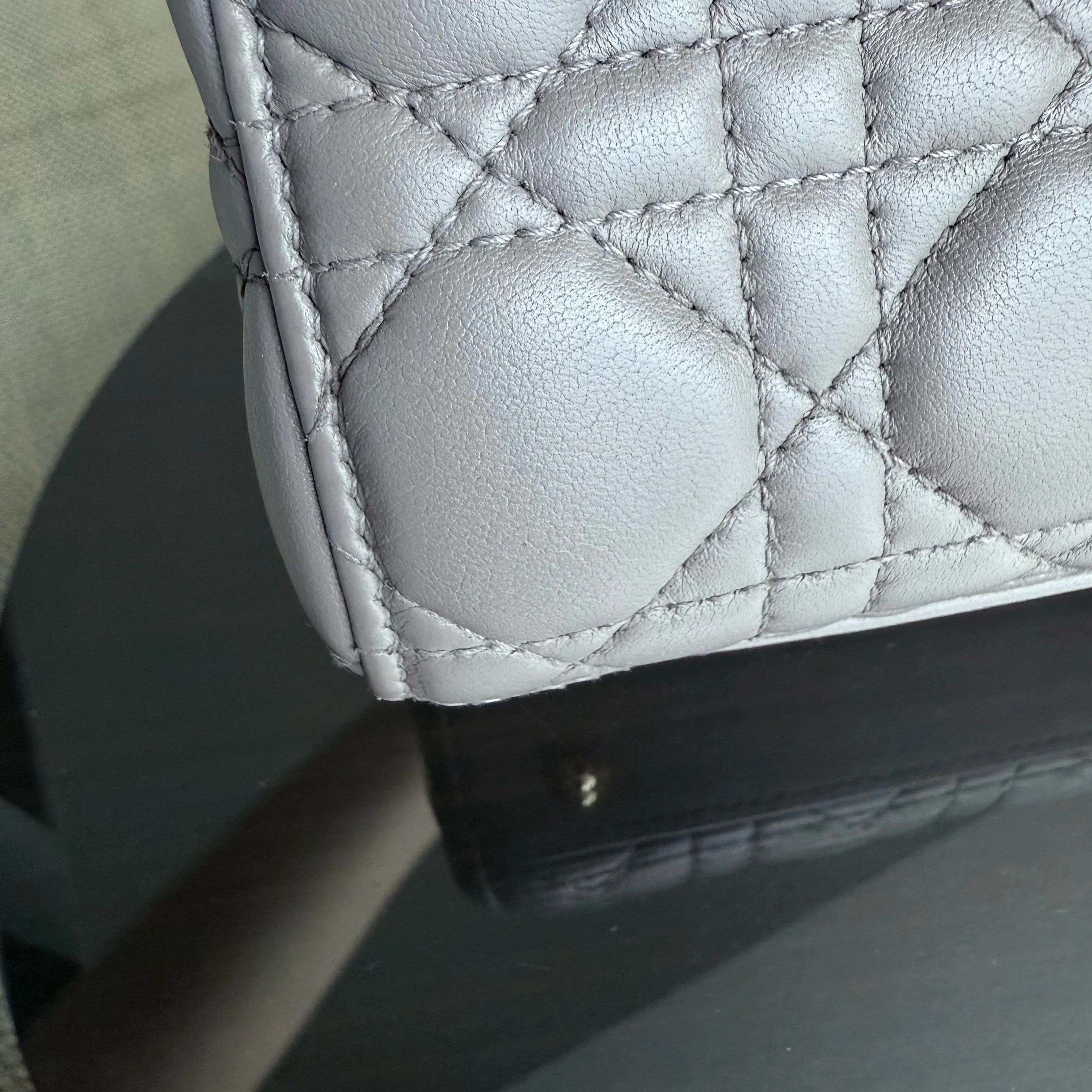 Dior Lady Small Flap - Cannage Lambskin Grey Gray Gold Hardware