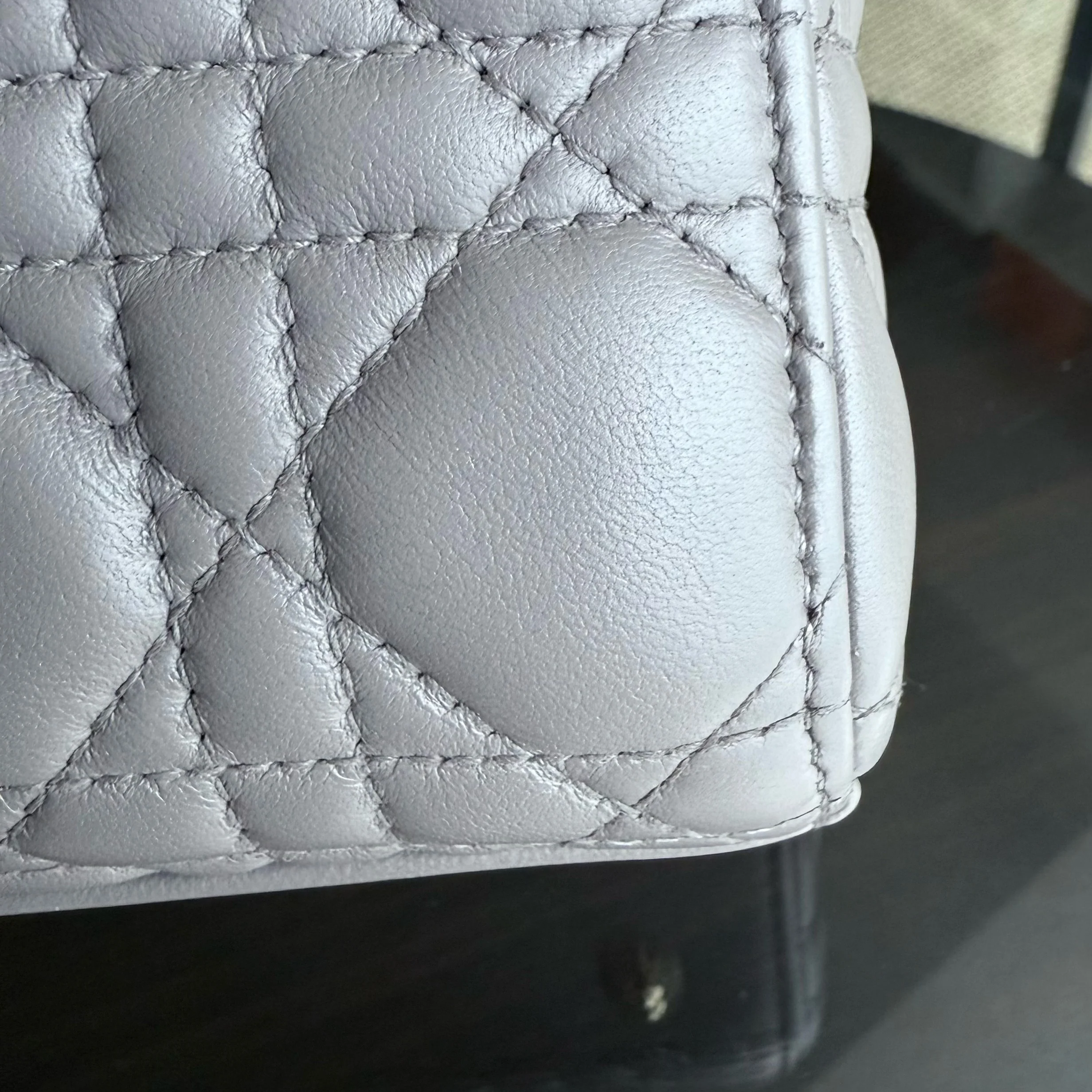 Dior Lady Small Flap - Cannage Lambskin Grey Gray Gold Hardware