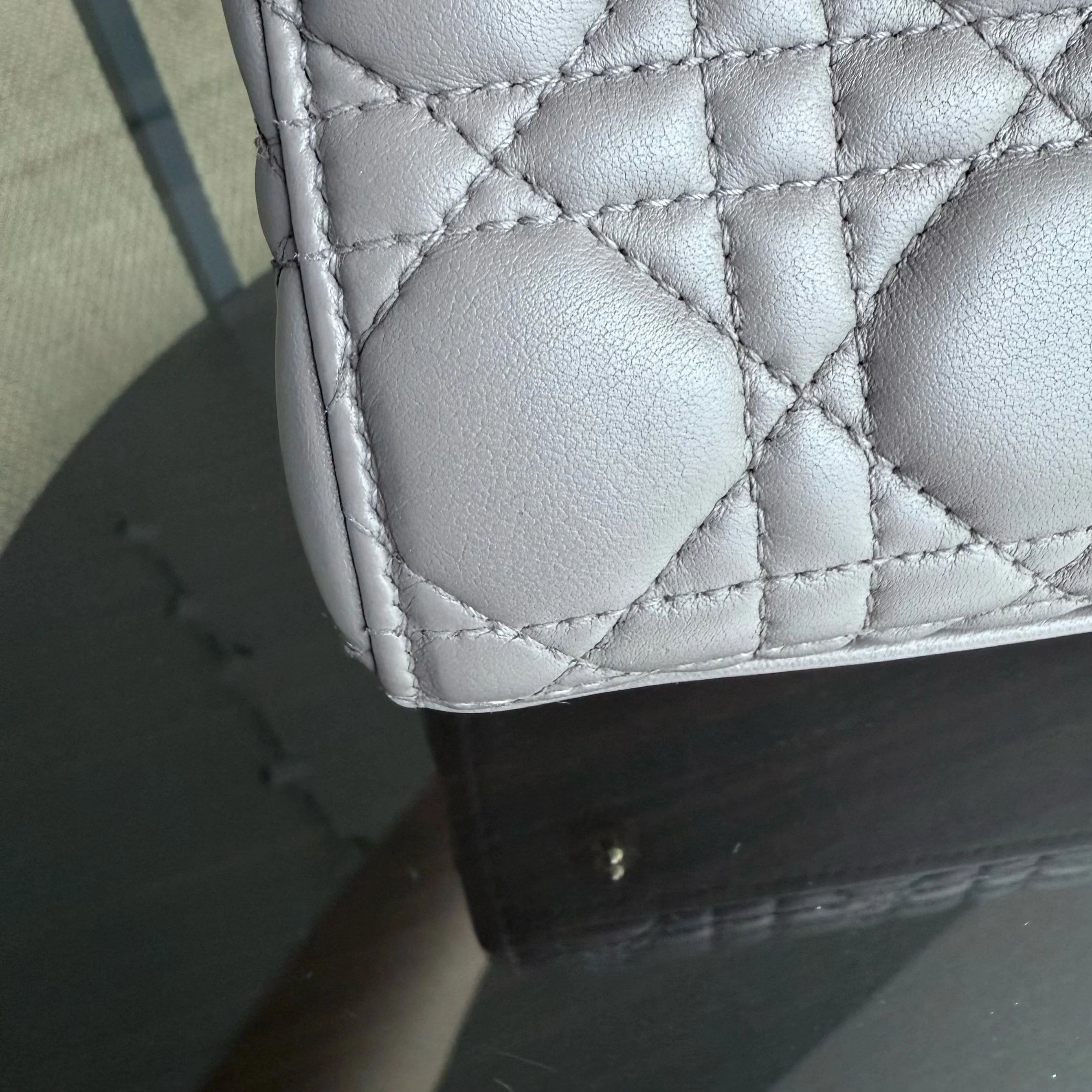 Dior Lady Small Flap - Cannage Lambskin Grey Gray Gold Hardware