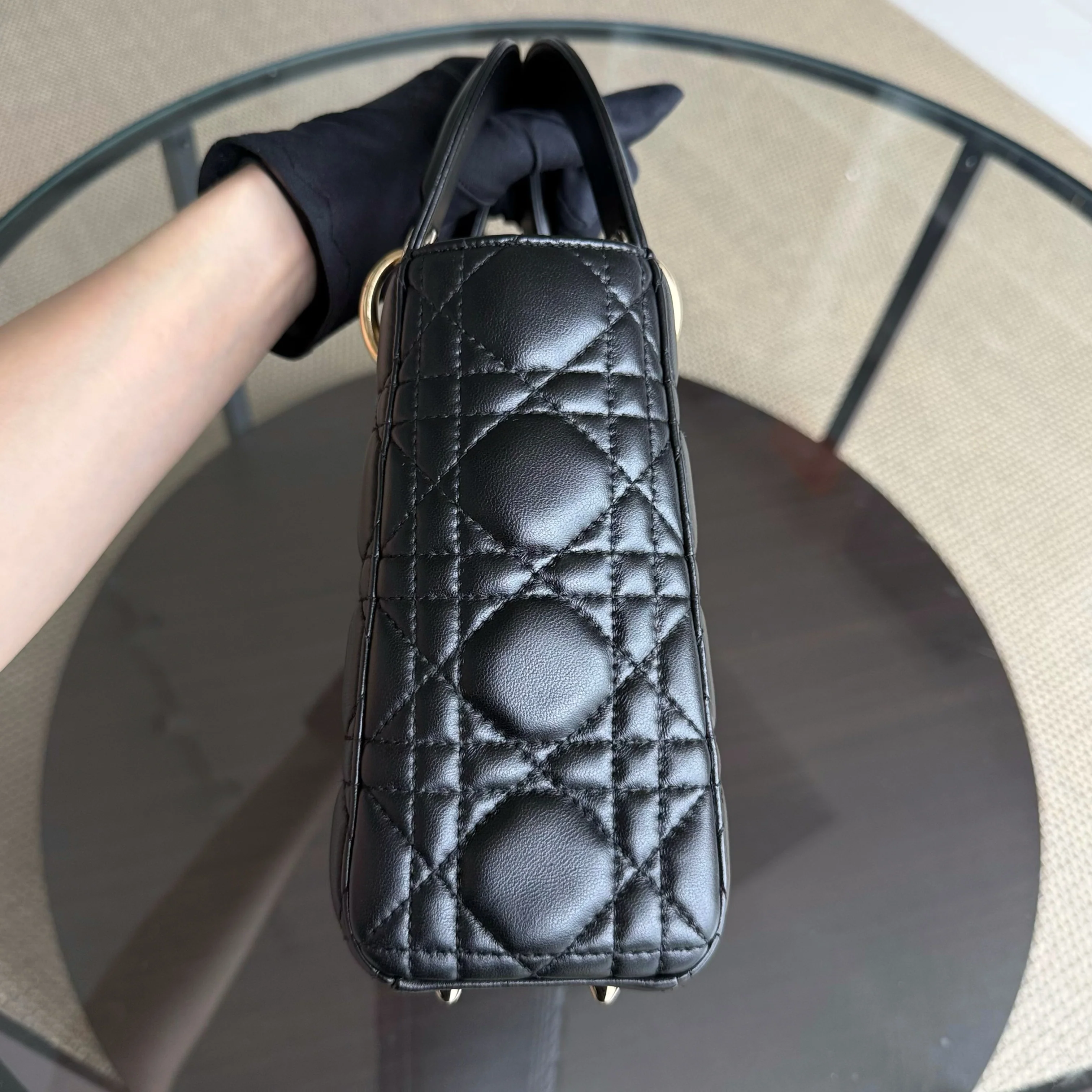 Dior Lady Small Flap - Cannage Lambskin Black Gold Hardware