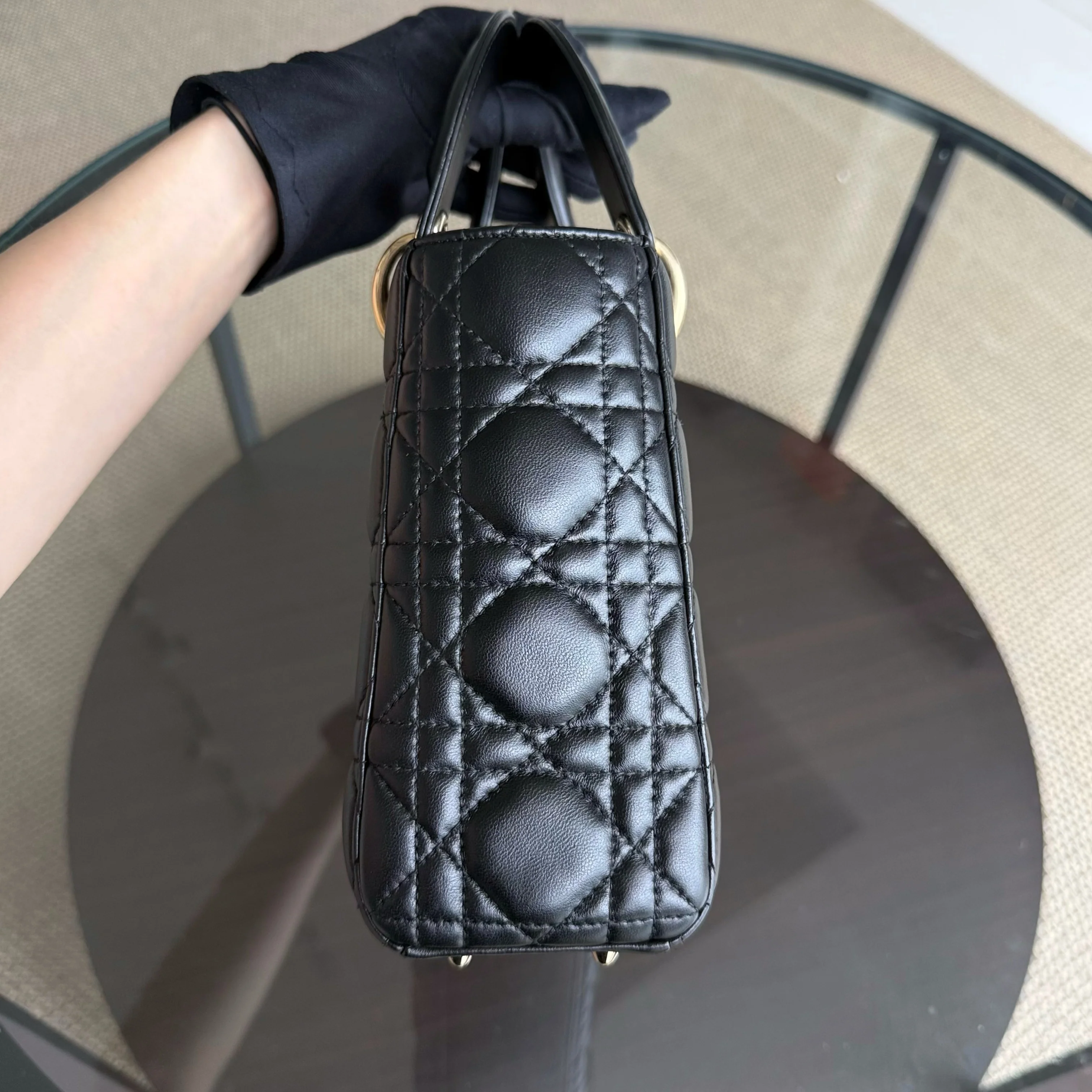 Dior Lady Small Flap - Cannage Lambskin Black Gold Hardware