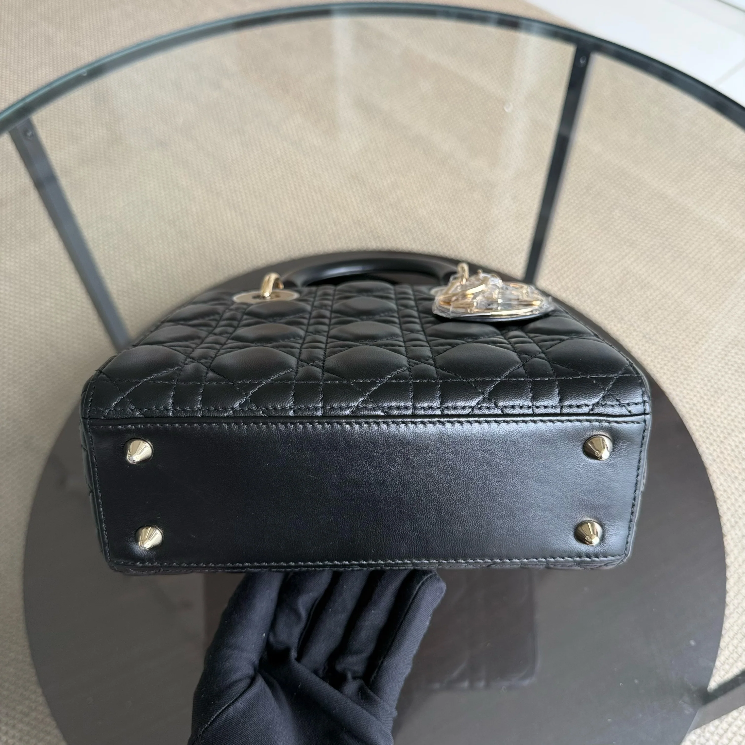 Dior Lady Small Flap - Cannage Lambskin Black Gold Hardware