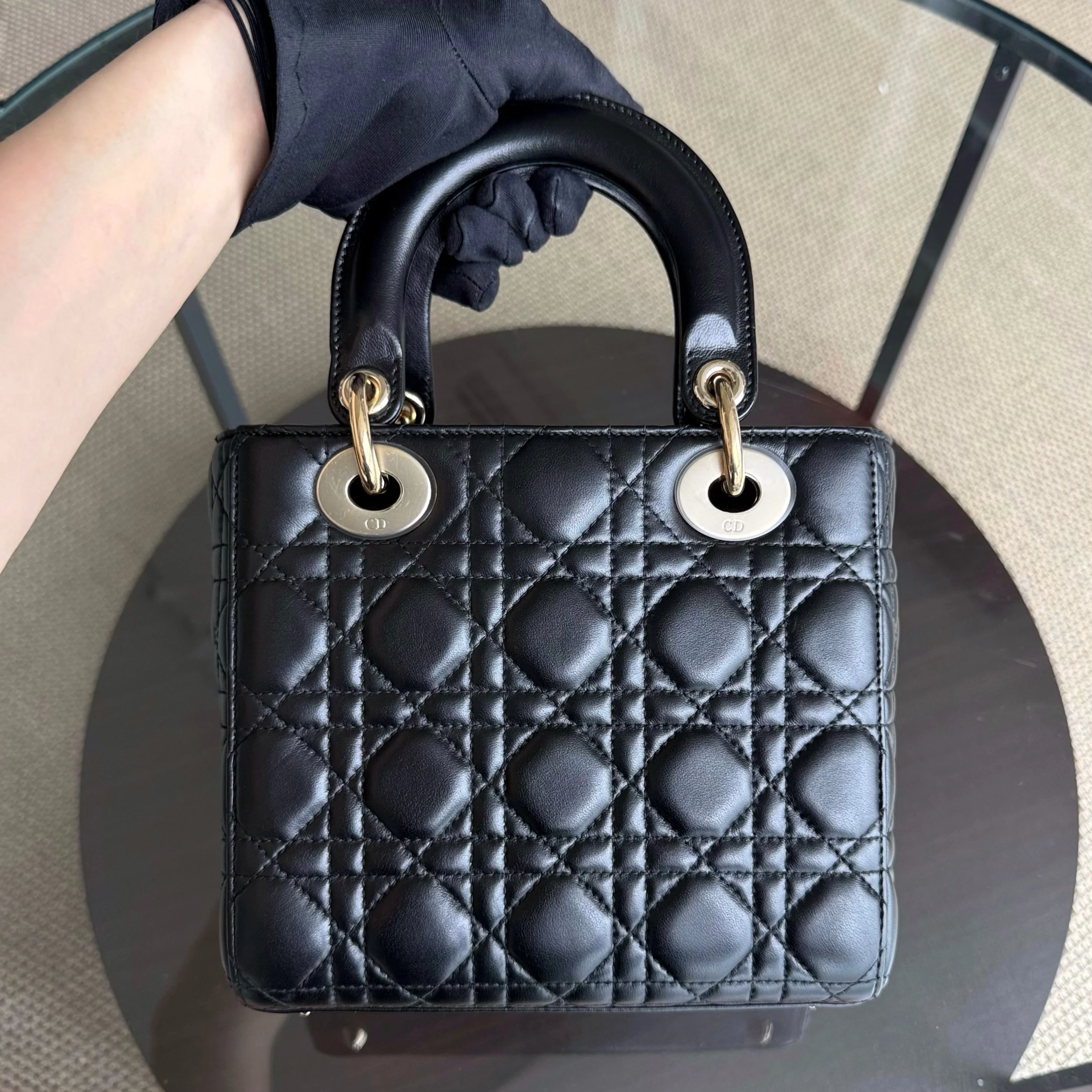 Dior Lady Small Flap - Cannage Lambskin Black Gold Hardware