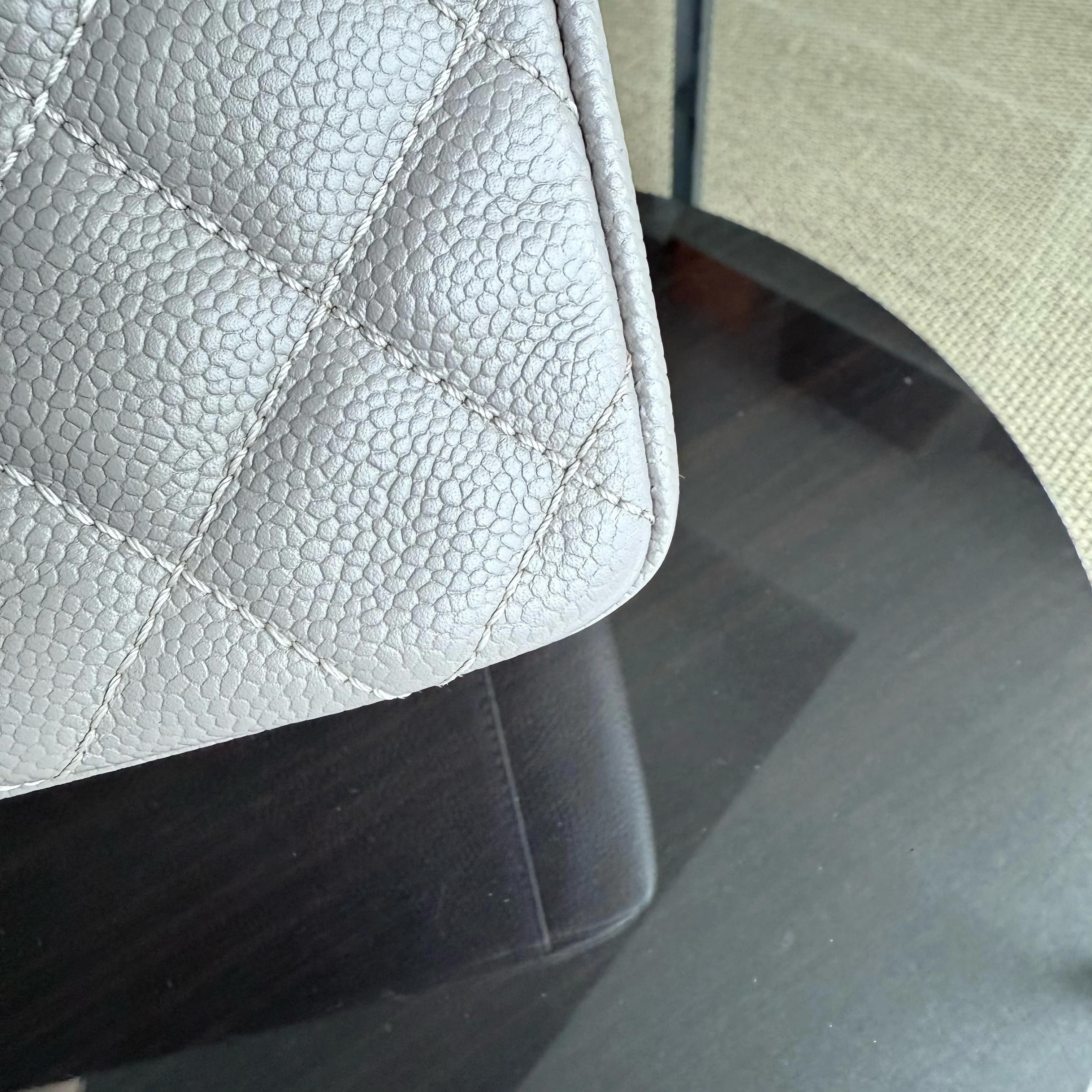 Chanel GST Grand Shopping Tote - Caviar Quilted Grained Calfskin Grey Gray Silver Hardware