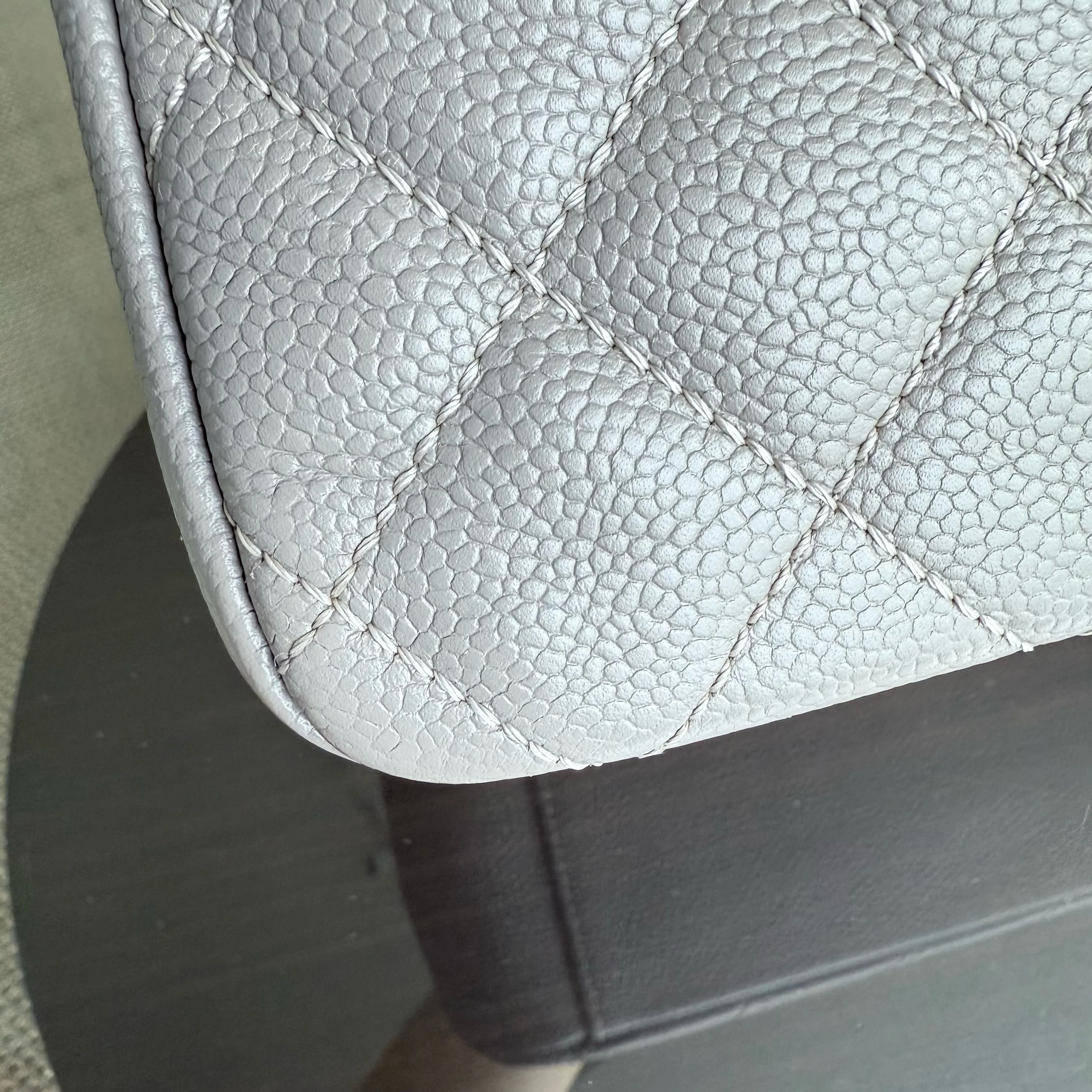Chanel GST Grand Shopping Tote - Caviar Quilted Grained Calfskin Grey Gray Silver Hardware