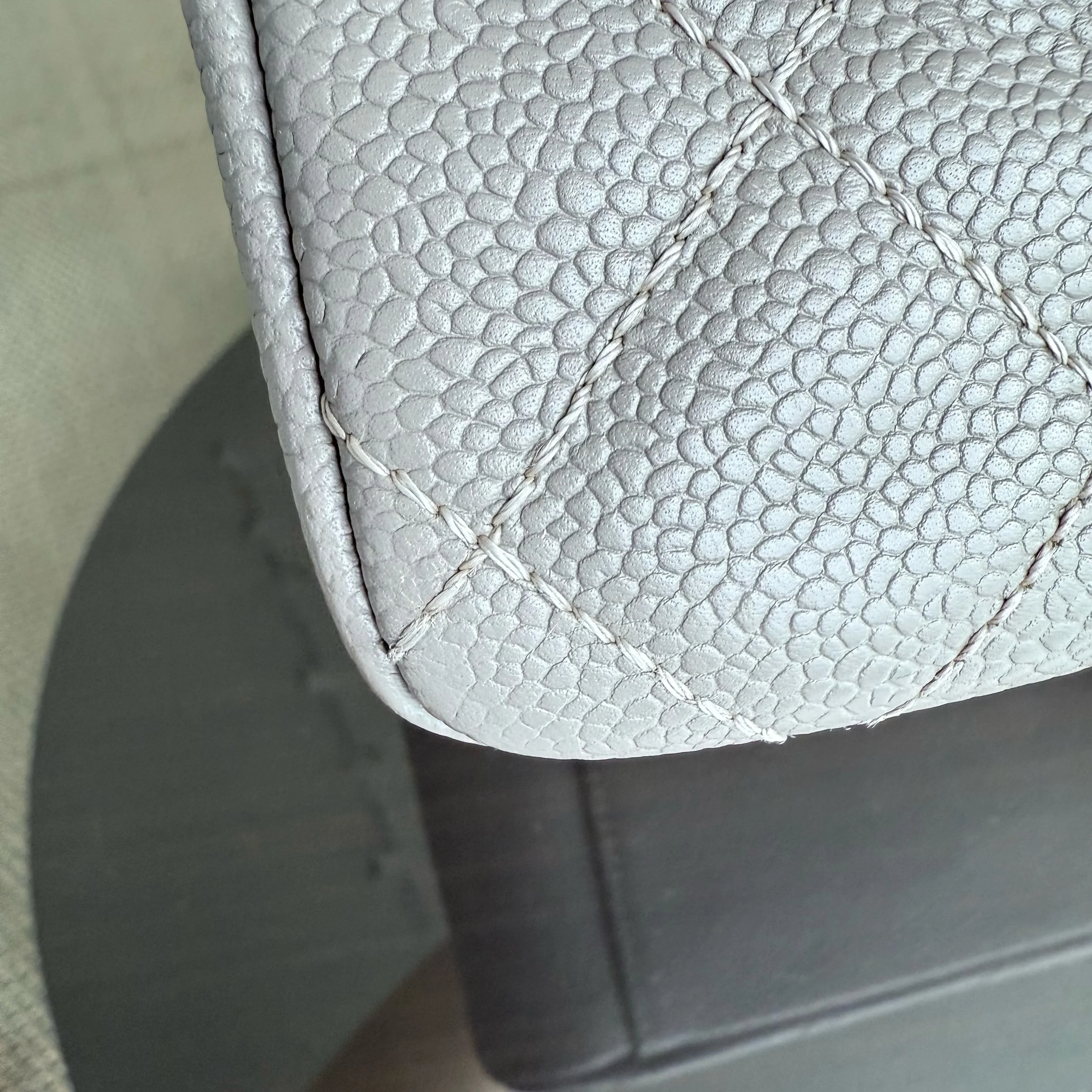 Chanel GST Grand Shopping Tote - Caviar Quilted Grained Calfskin Grey Gray Silver Hardware