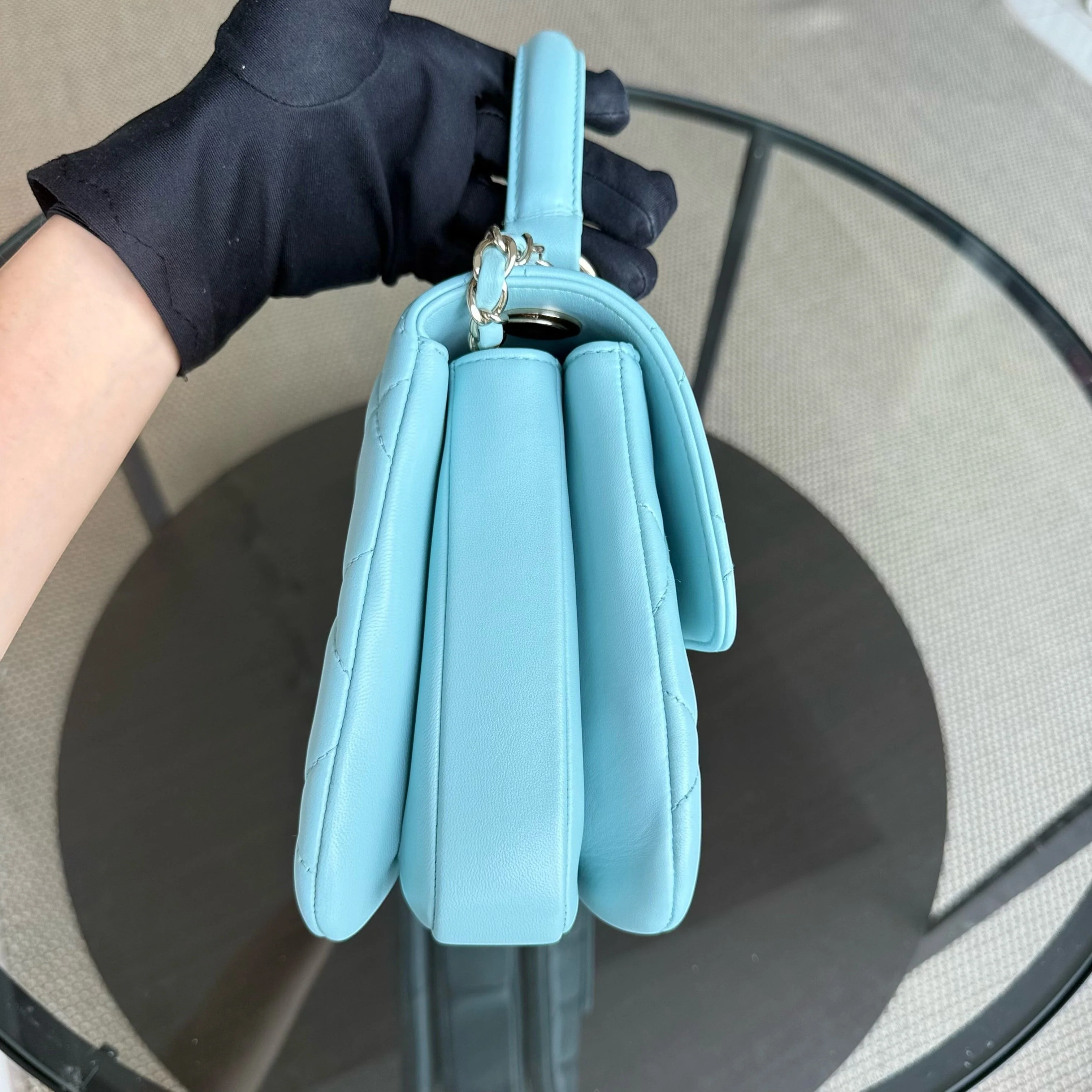 Chanel Trendy CC Small - Quilted Lambskin Tiffany Blue Gold Hardware