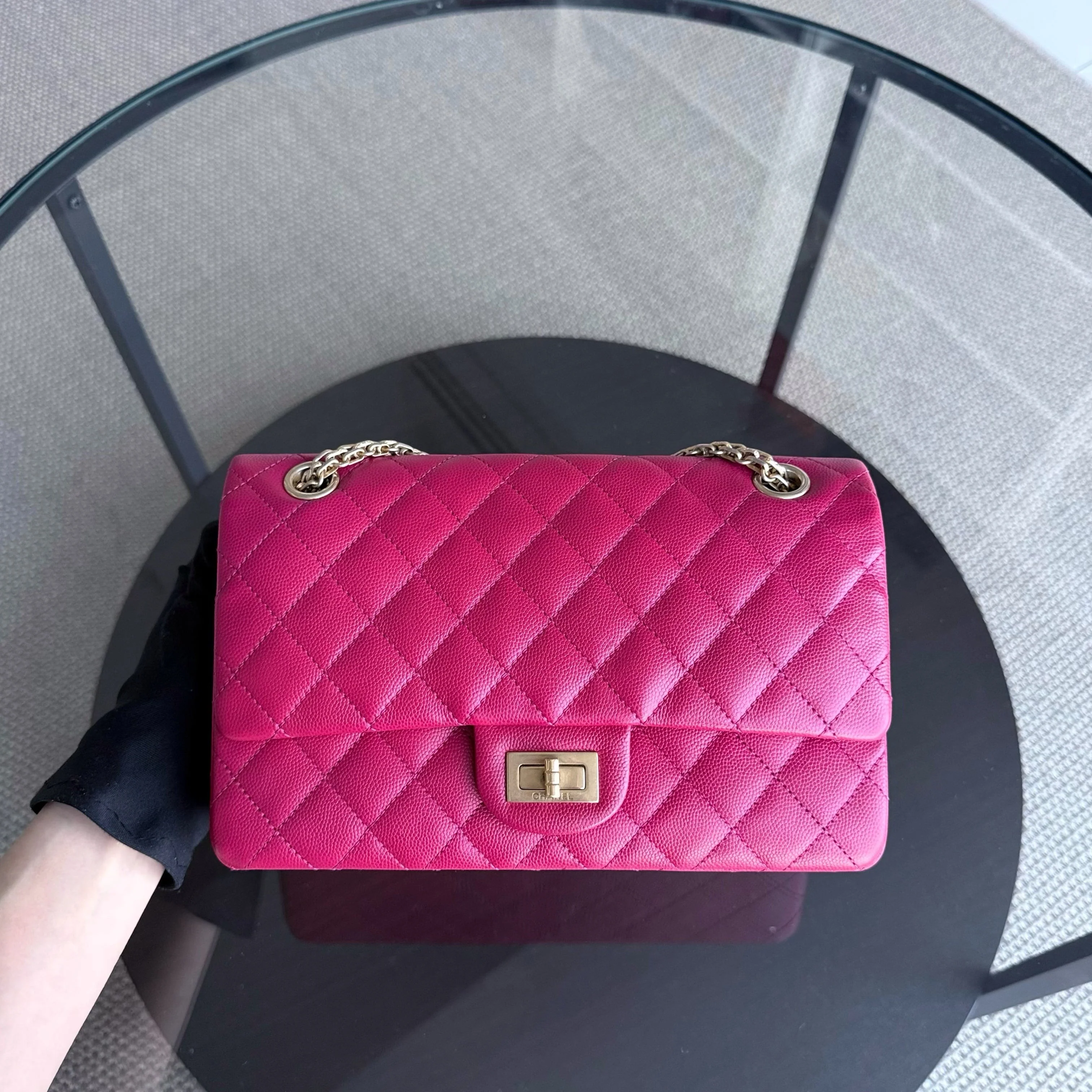 Chanel 2.55 Reissue 225 - 24CM Caviar Quilted Hot Pink Gold Hardware Series 23