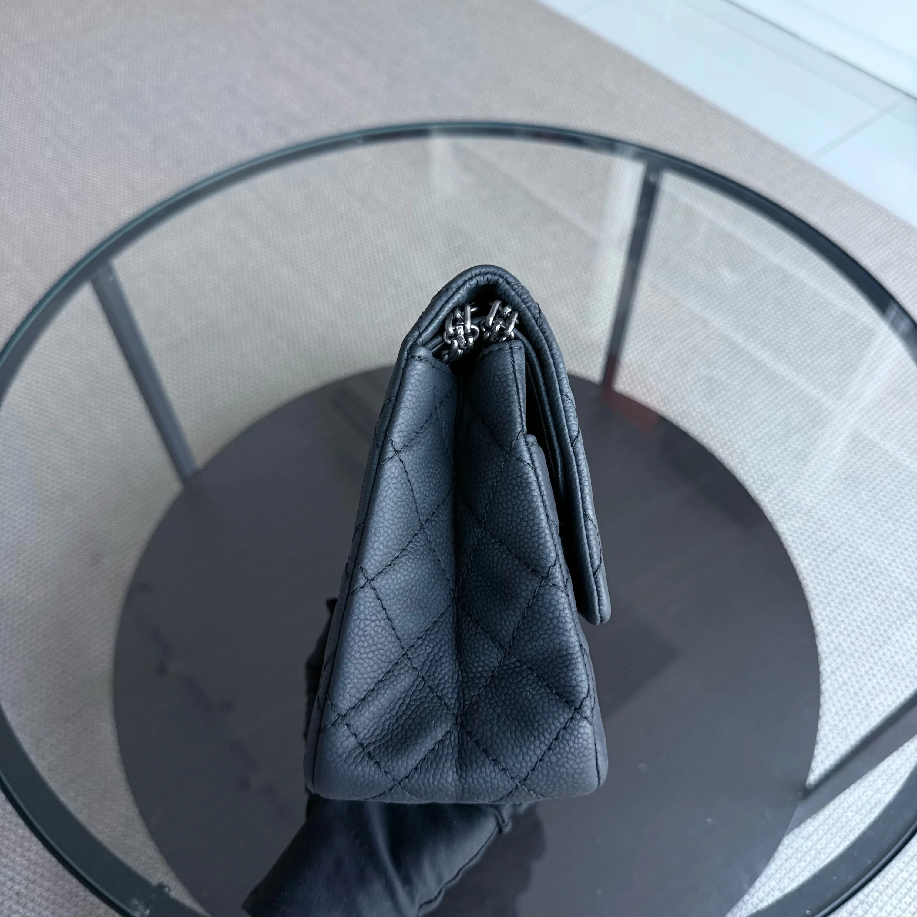 Chanel 2.55 Reissue 226 - Iridescent Caviar Quilted Grained Calfskin Black Silver Hardware Series 17