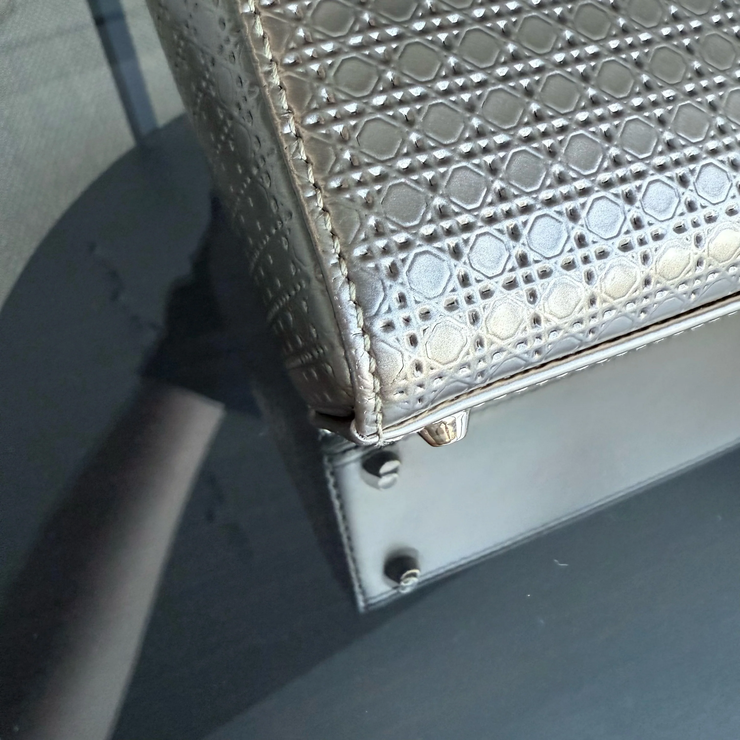 Dior Lady Mini - Micro Cannage Metallic Calfskin Gold Hardware Adjustable Strap