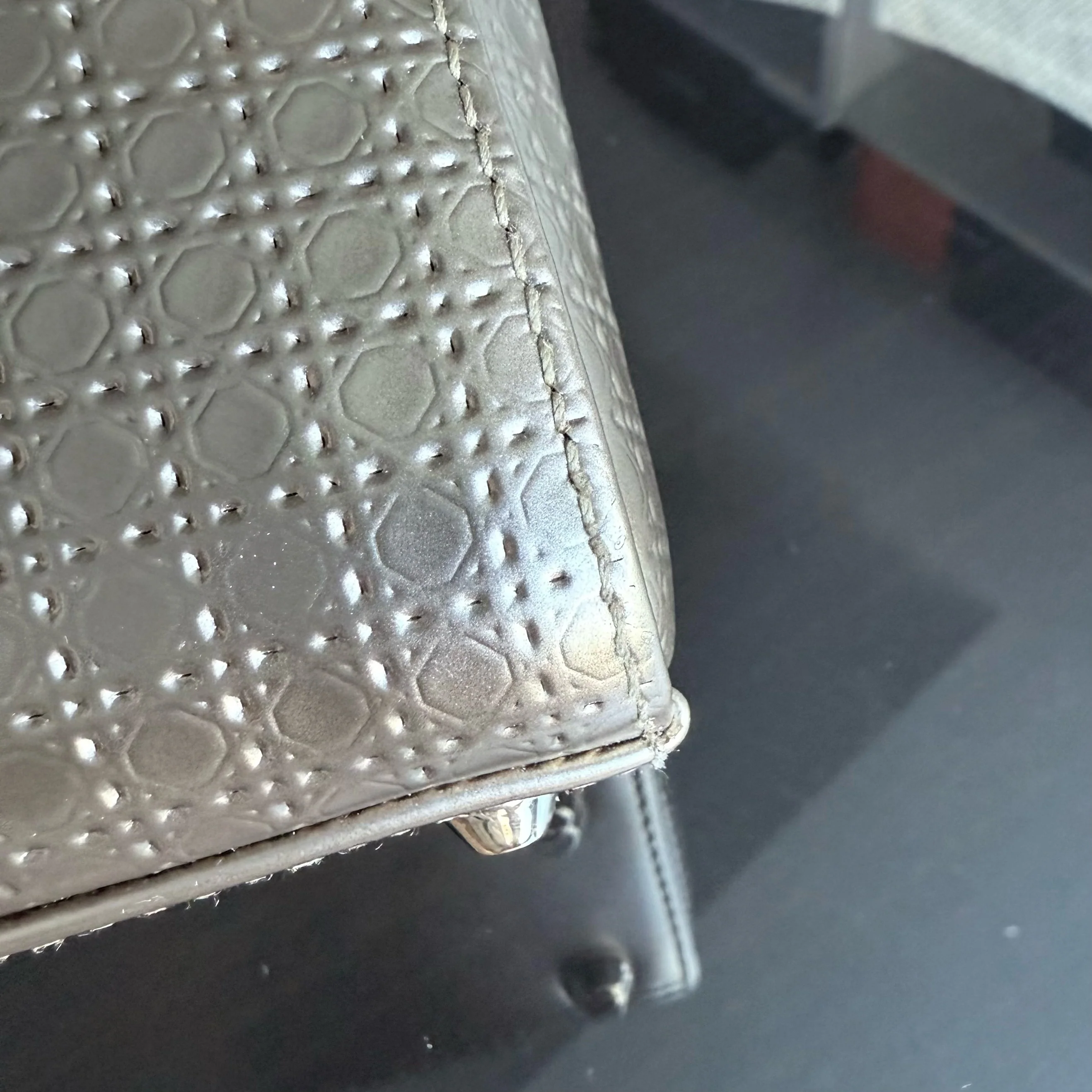 Dior Lady Mini - Micro Cannage Metallic Calfskin Gold Hardware Adjustable Strap