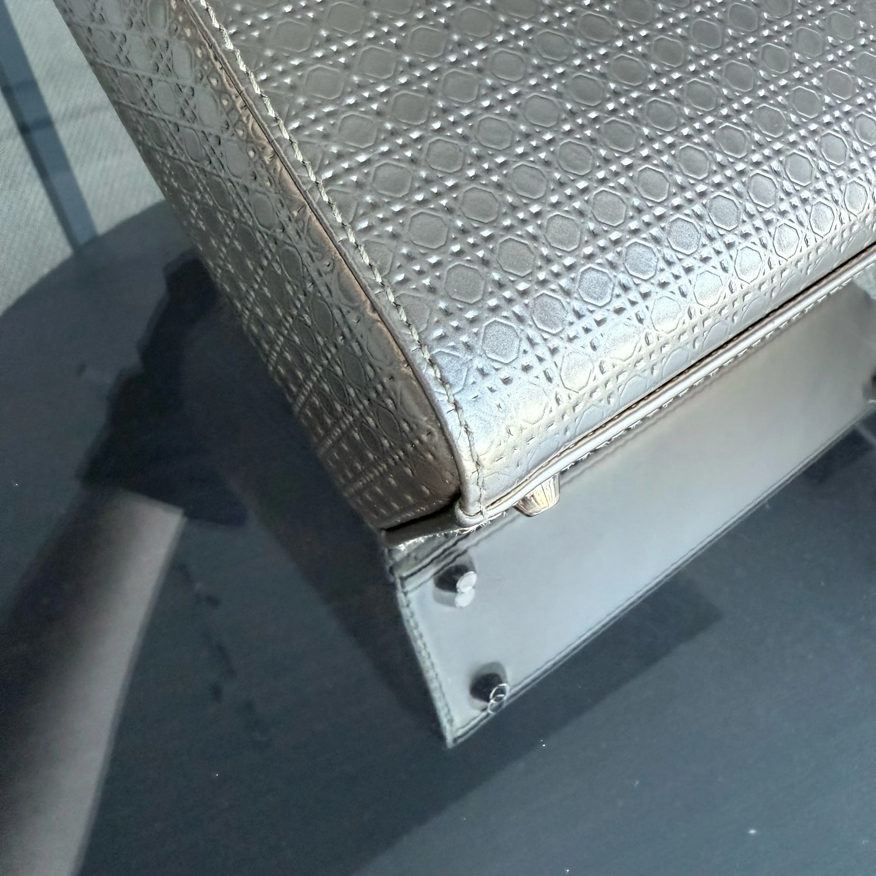 Dior Lady Mini - Micro Cannage Metallic Calfskin Gold Hardware Adjustable Strap