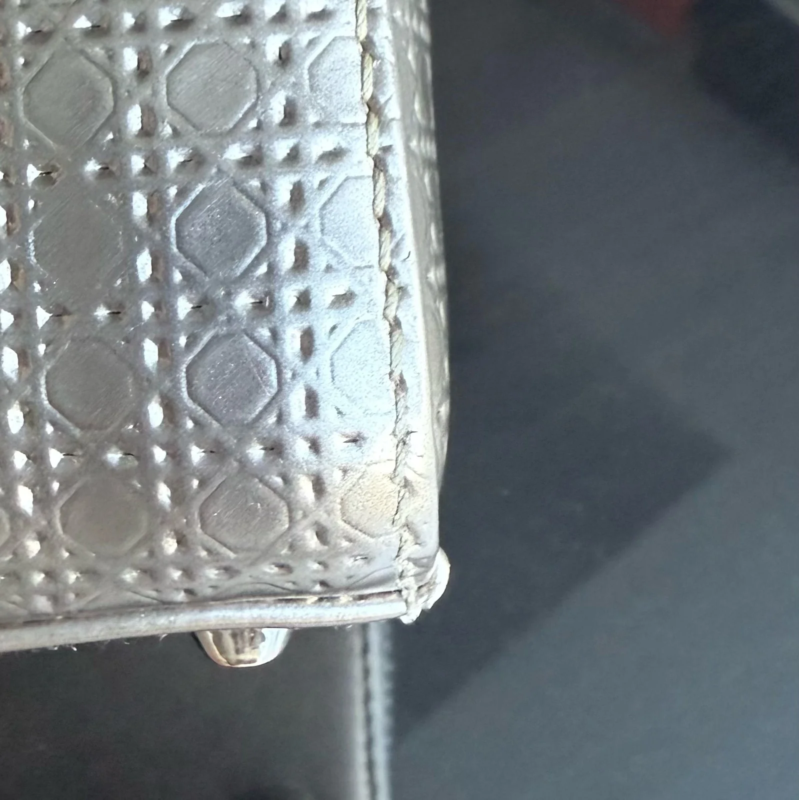 Dior Lady Mini - Micro Cannage Metallic Calfskin Gold Hardware Adjustable Strap