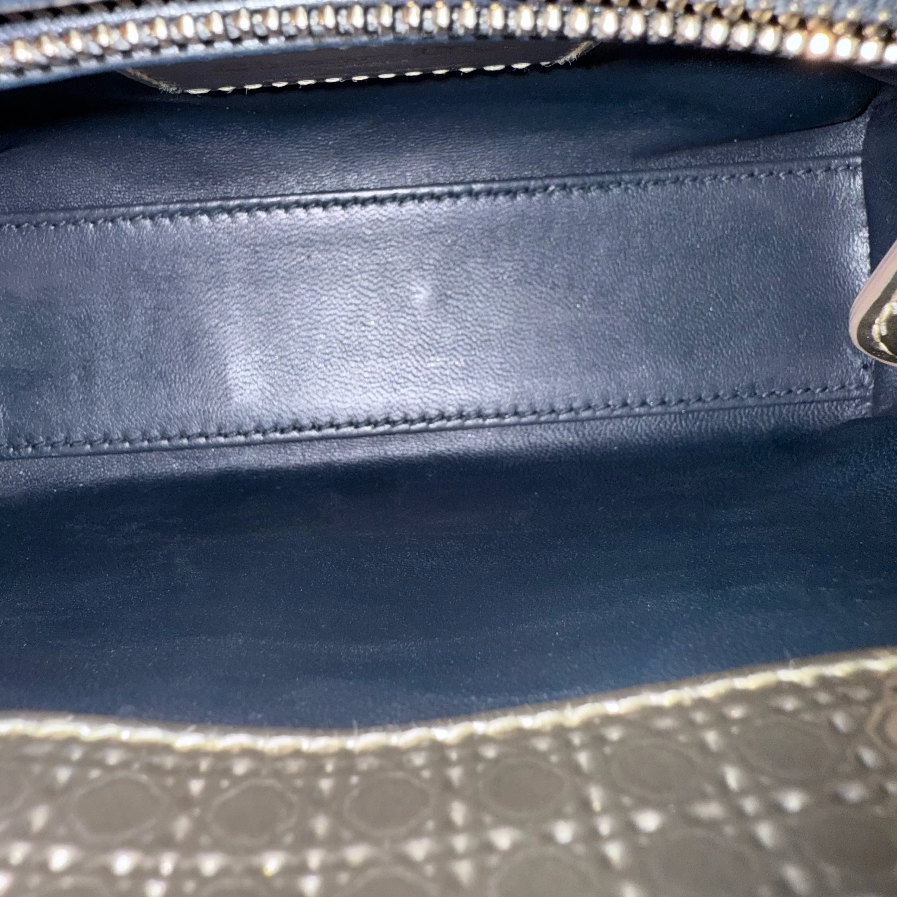 Dior Lady Mini - Micro Cannage Metallic Calfskin Gold Hardware Adjustable Strap