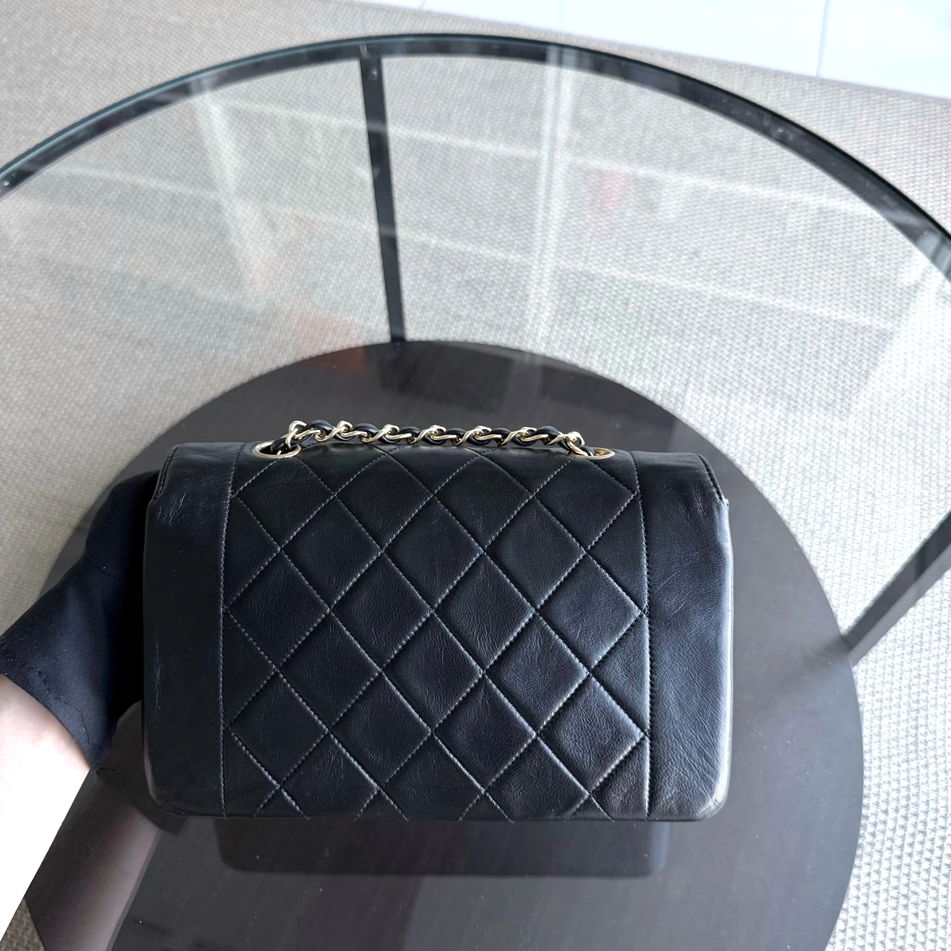 Chanel Diana Vintage - Quilted Lambskin Black Gold Hardware Series 2