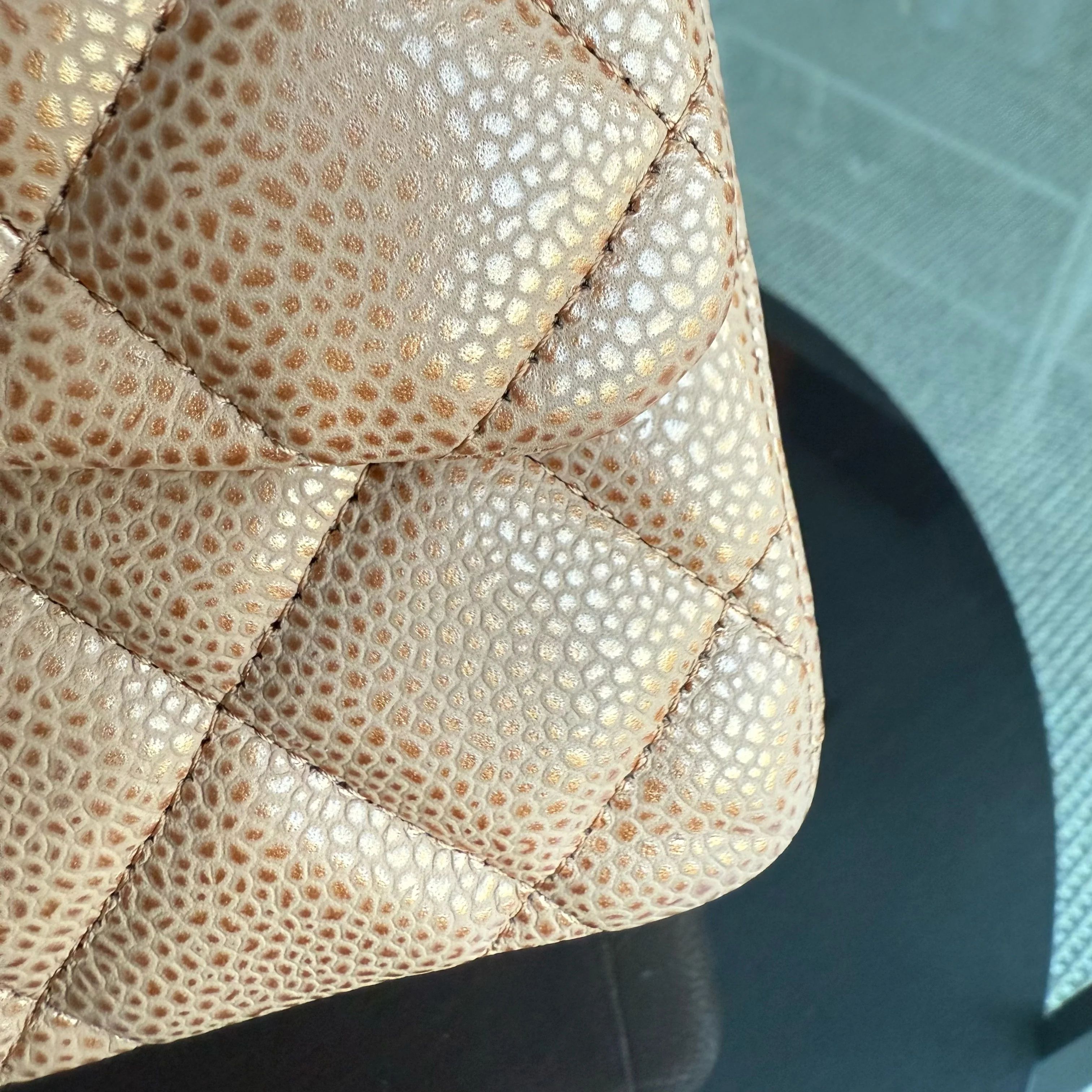 Chanel Classic Flap Maxi - Caviar Quilted Grained Calfskin Metallic Bronze Gold Hardware Series 14