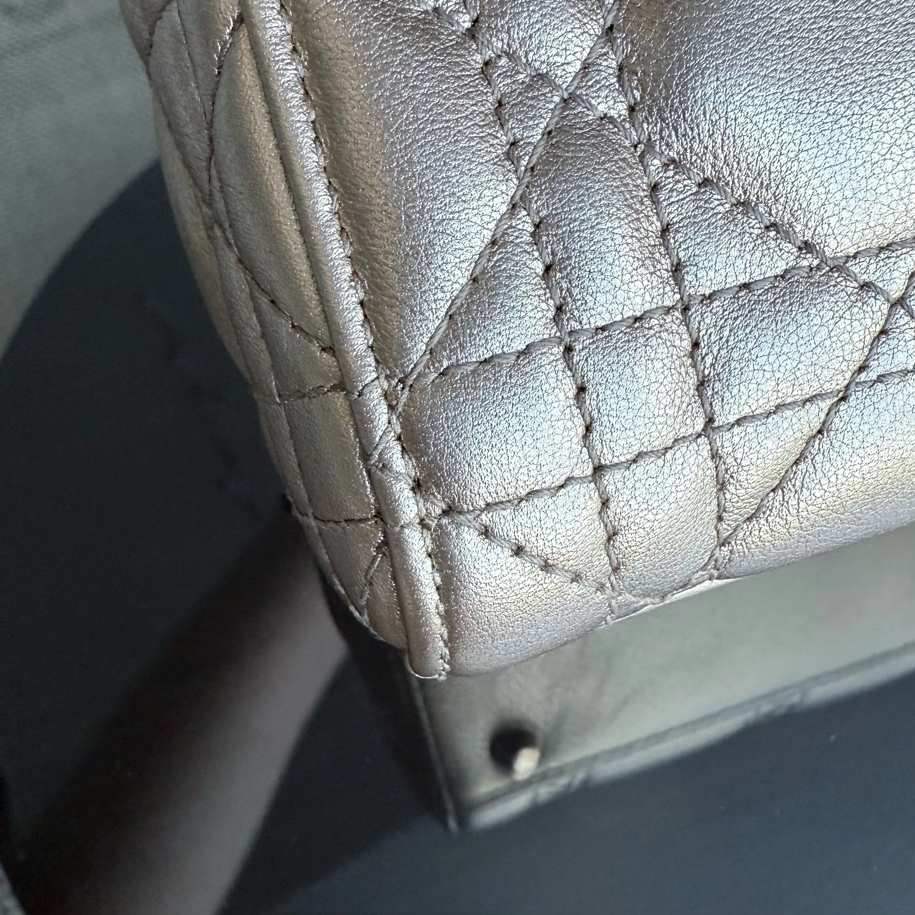 Dior Lady Mini - Cannage Calfskin Metallic Gold Gold Hardware Chain Strap