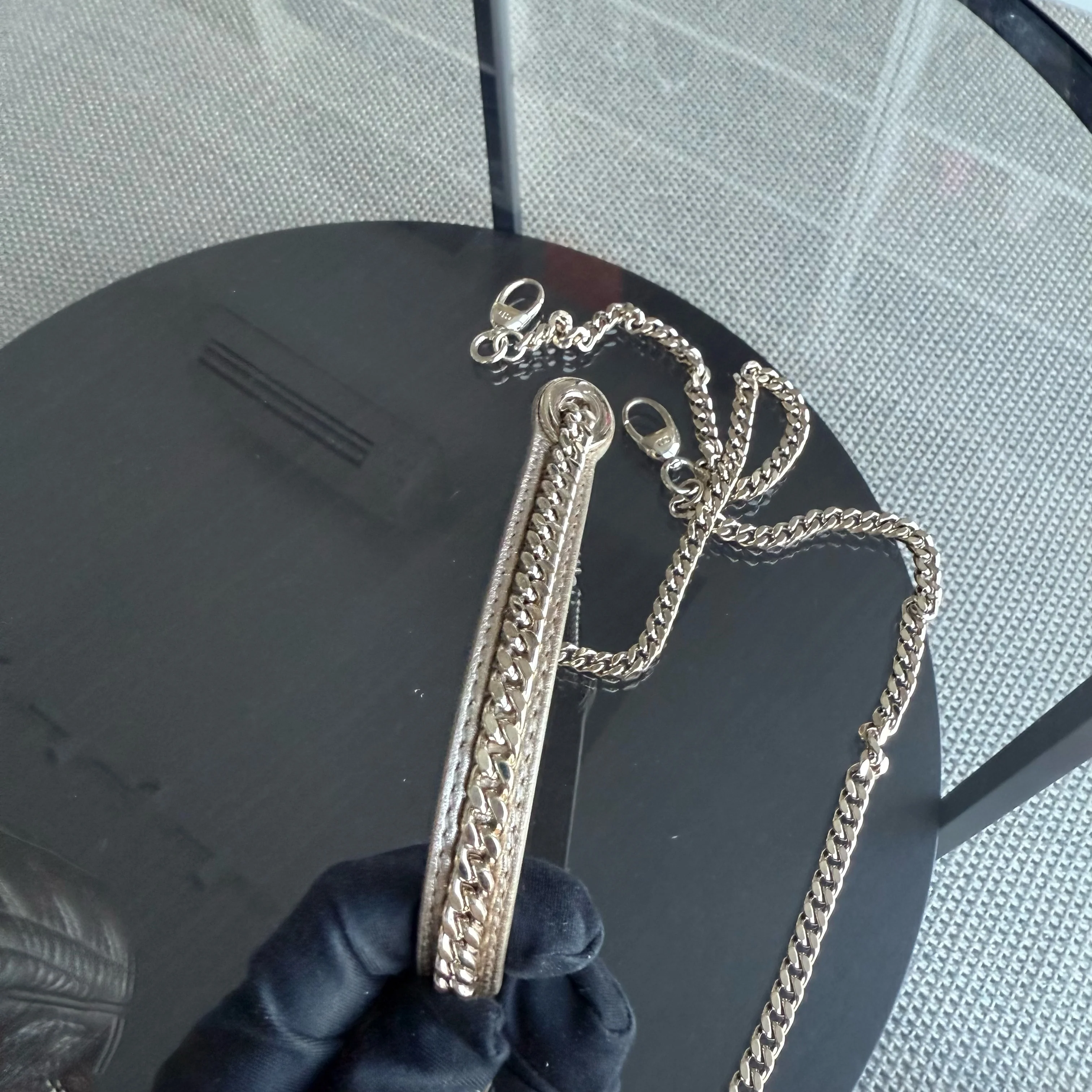 Dior Lady Mini - Cannage Calfskin Metallic Gold Gold Hardware Chain Strap