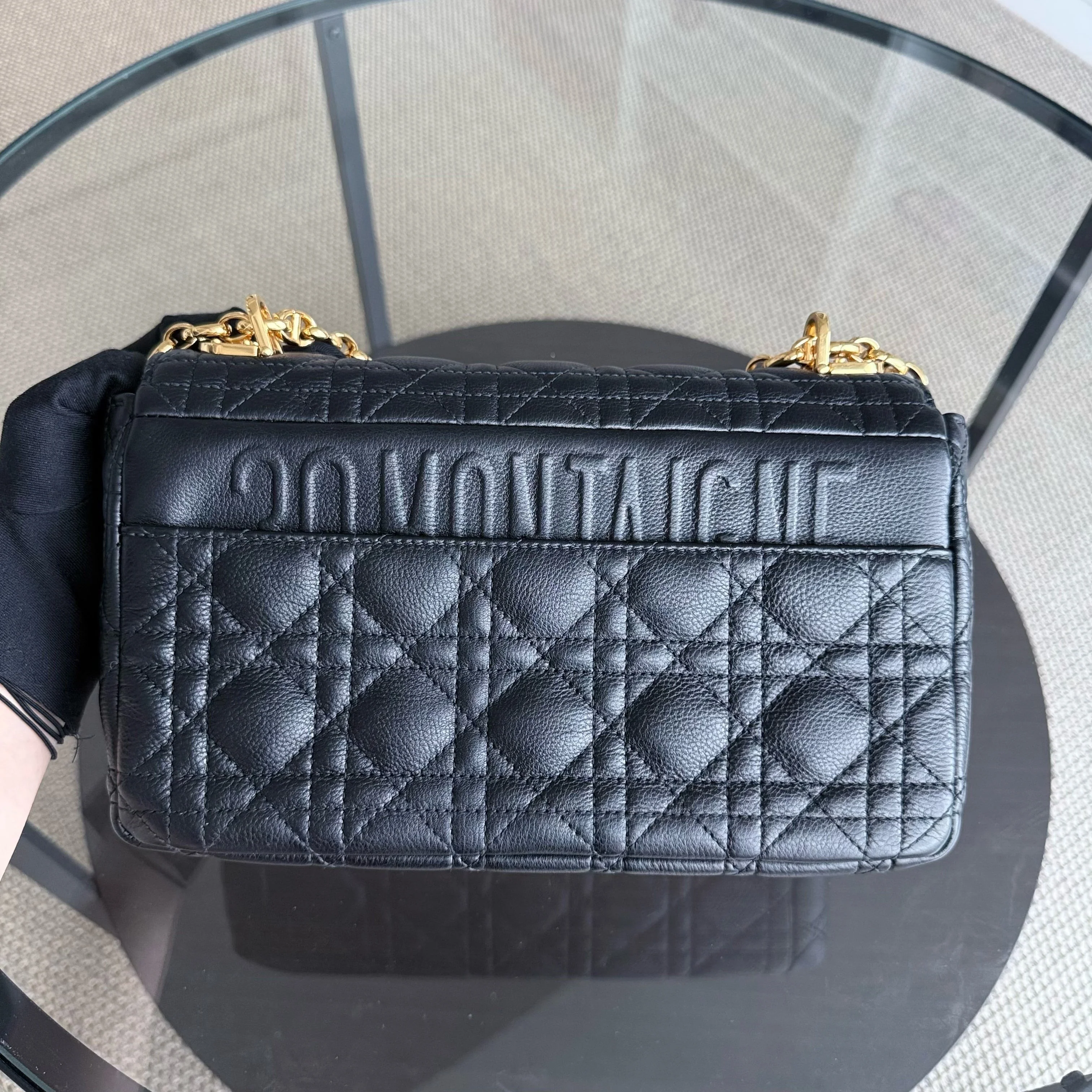 Dior Caro Medium - Cannage Grained Calfskin Black Gold Hardware