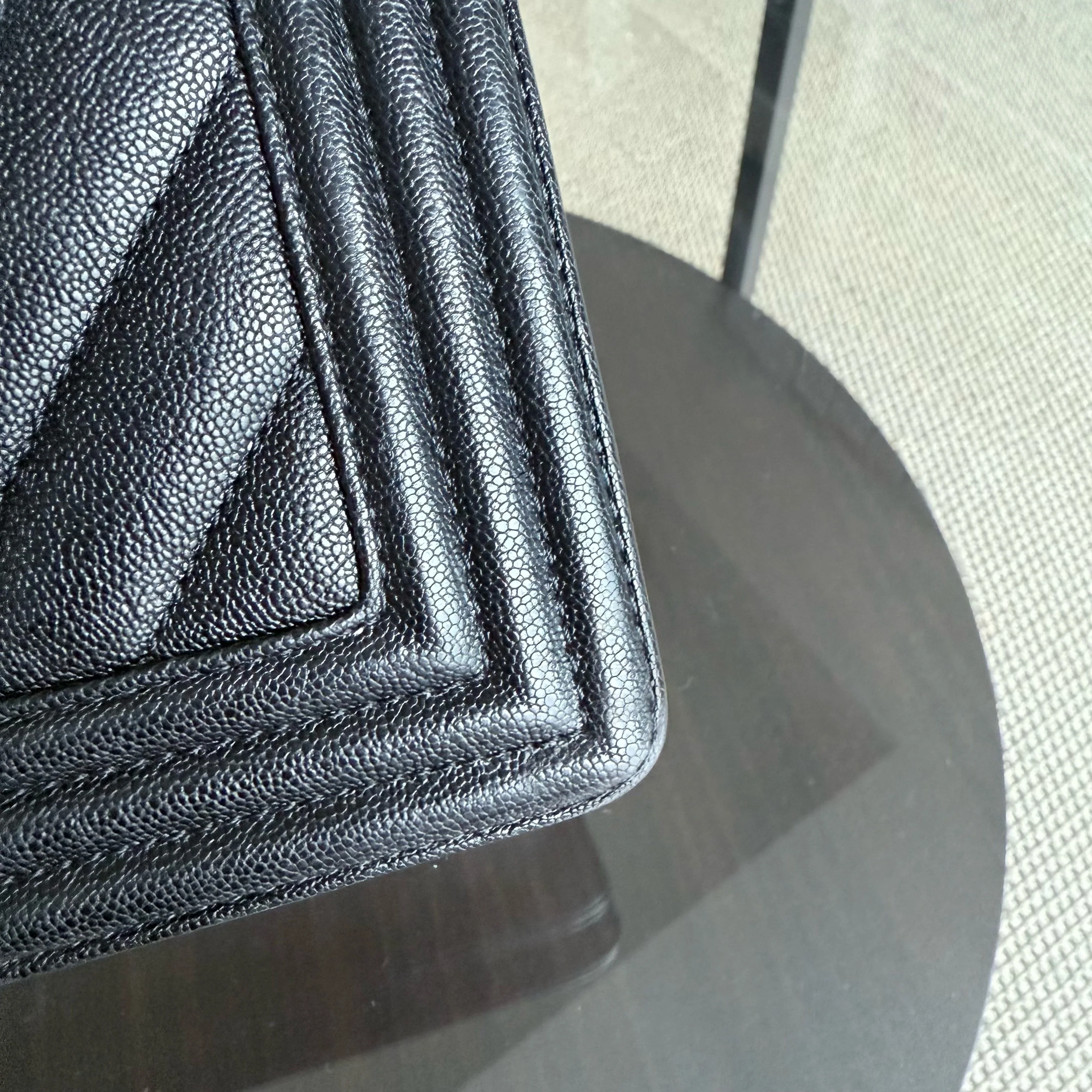 Chanel Boy Medium - Caviar 25CM Chevron Grained Calfskin Black Gold Hardware Series 28