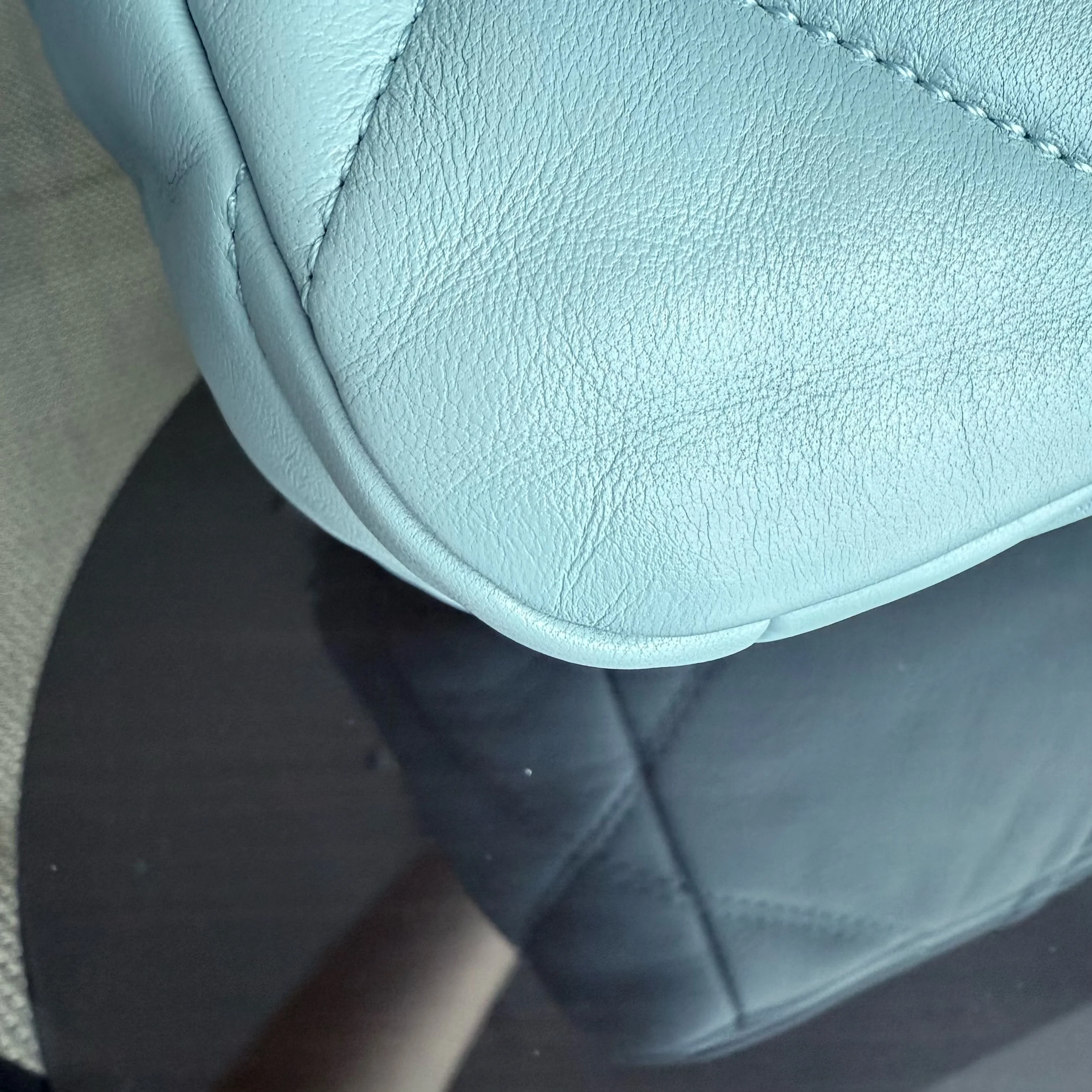 Chanel 19 Bag Small - Quilted Goatskin Light Blue Two-tone Gold Hardware Microchip