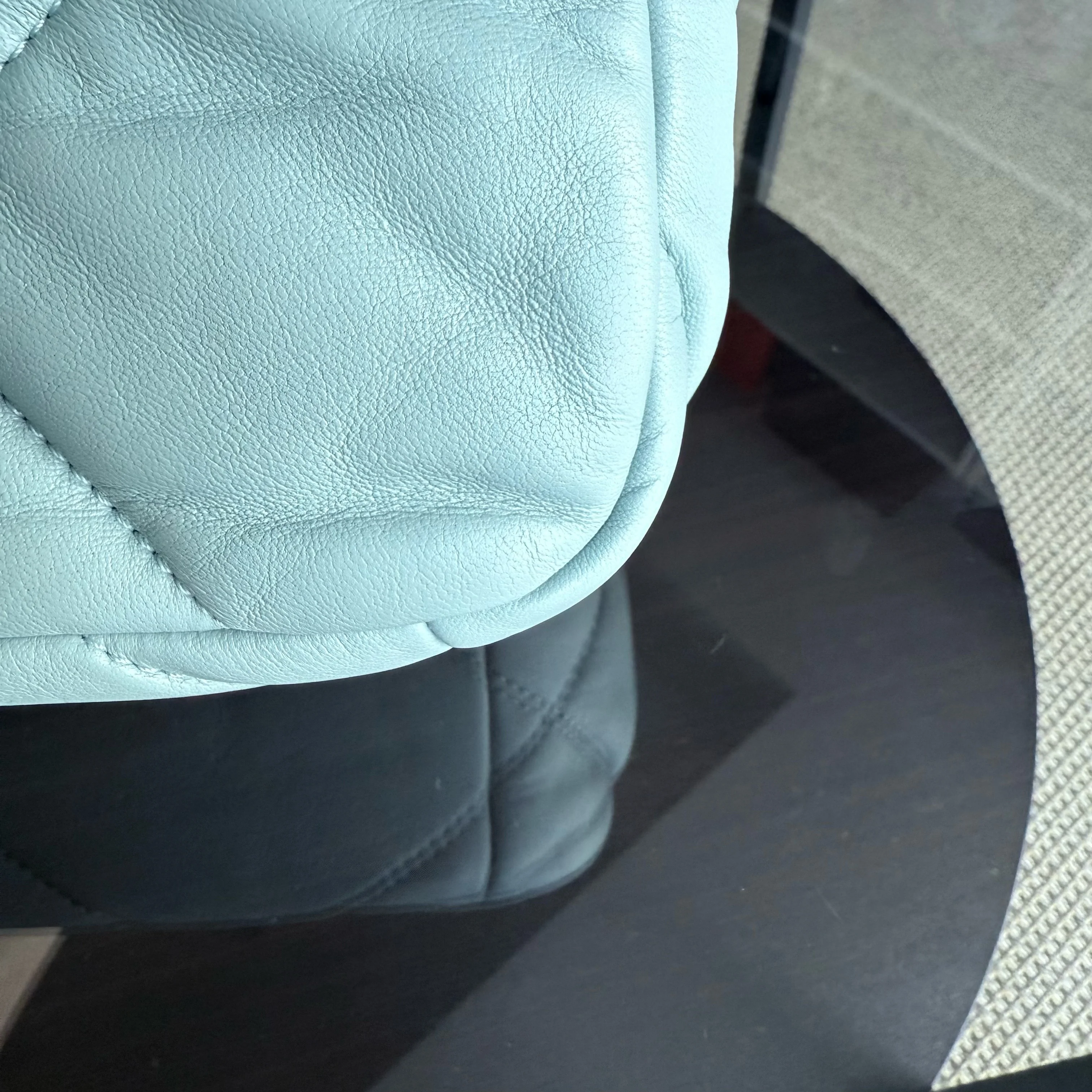 Chanel 19 Bag Small - Quilted Goatskin Light Blue Two-tone Gold Hardware Microchip