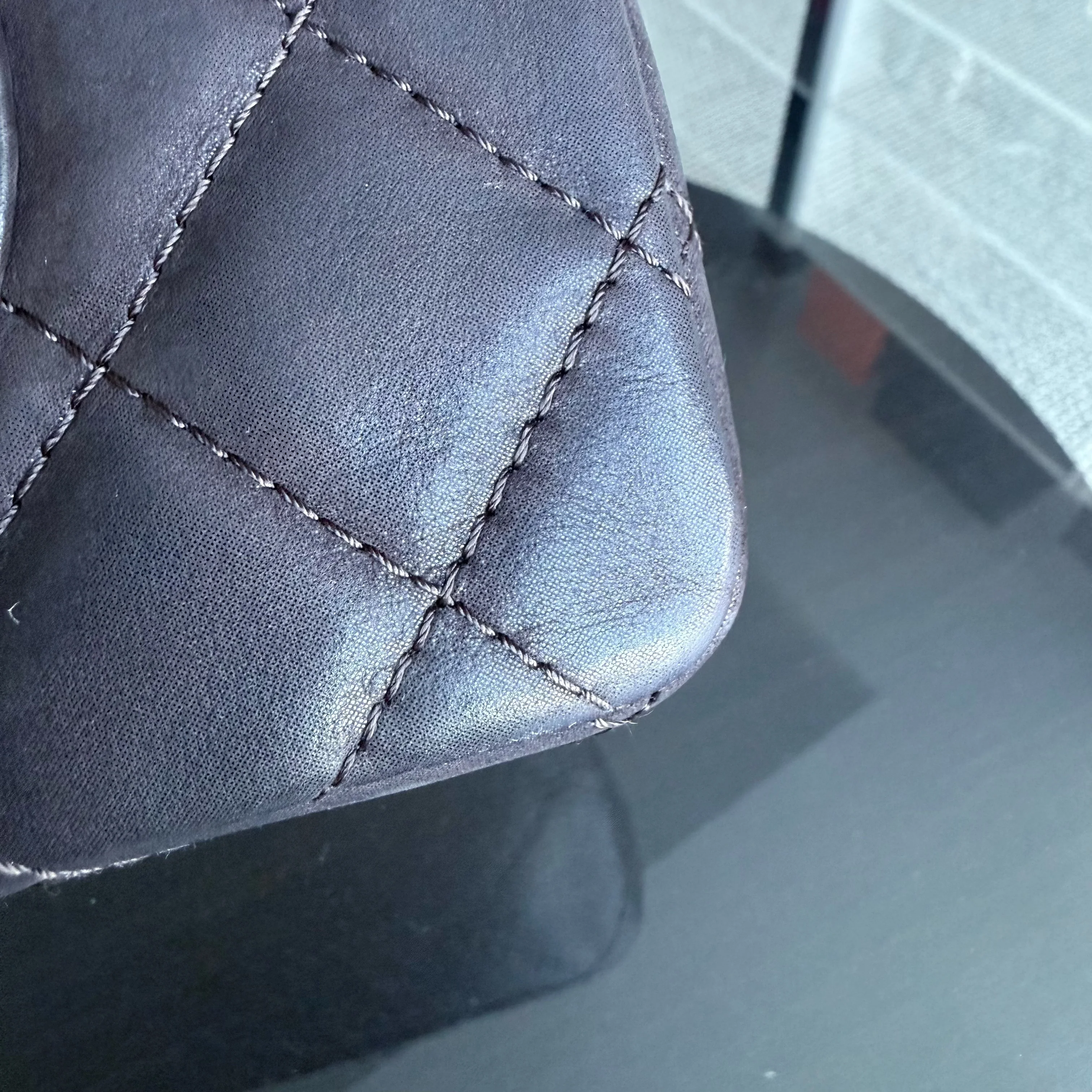 Chanel 2.55 Reissue 227 Maxi - Quilted Iridescent Calfskin Dark Brown Silver Hardware Series 14