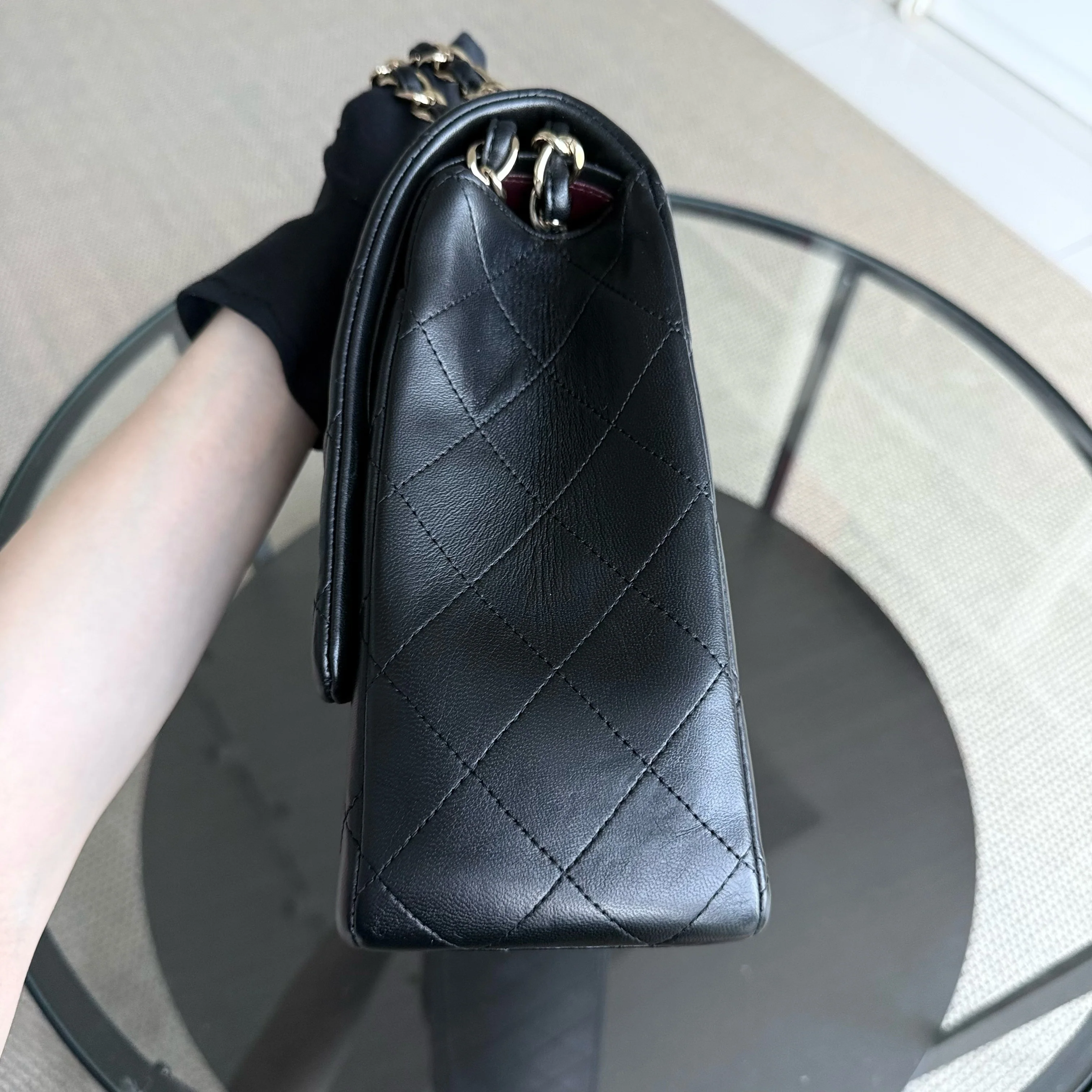 Chanel Classic Flap Maxi - Double Flap Quilted Lambskin Black Gold Hardware