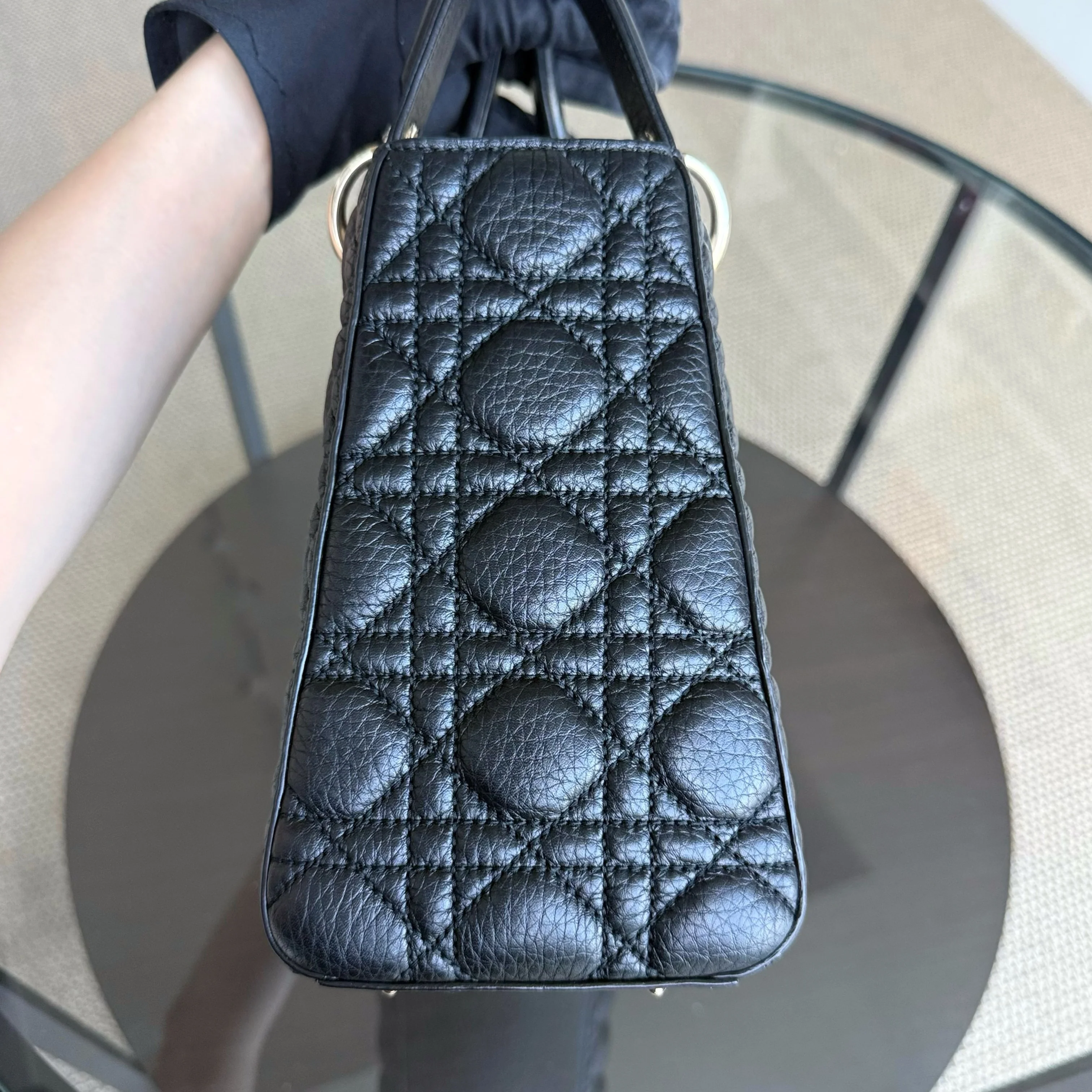 Dior Lady Medium Flap - Cannage Calfskin Black Gold Hardware