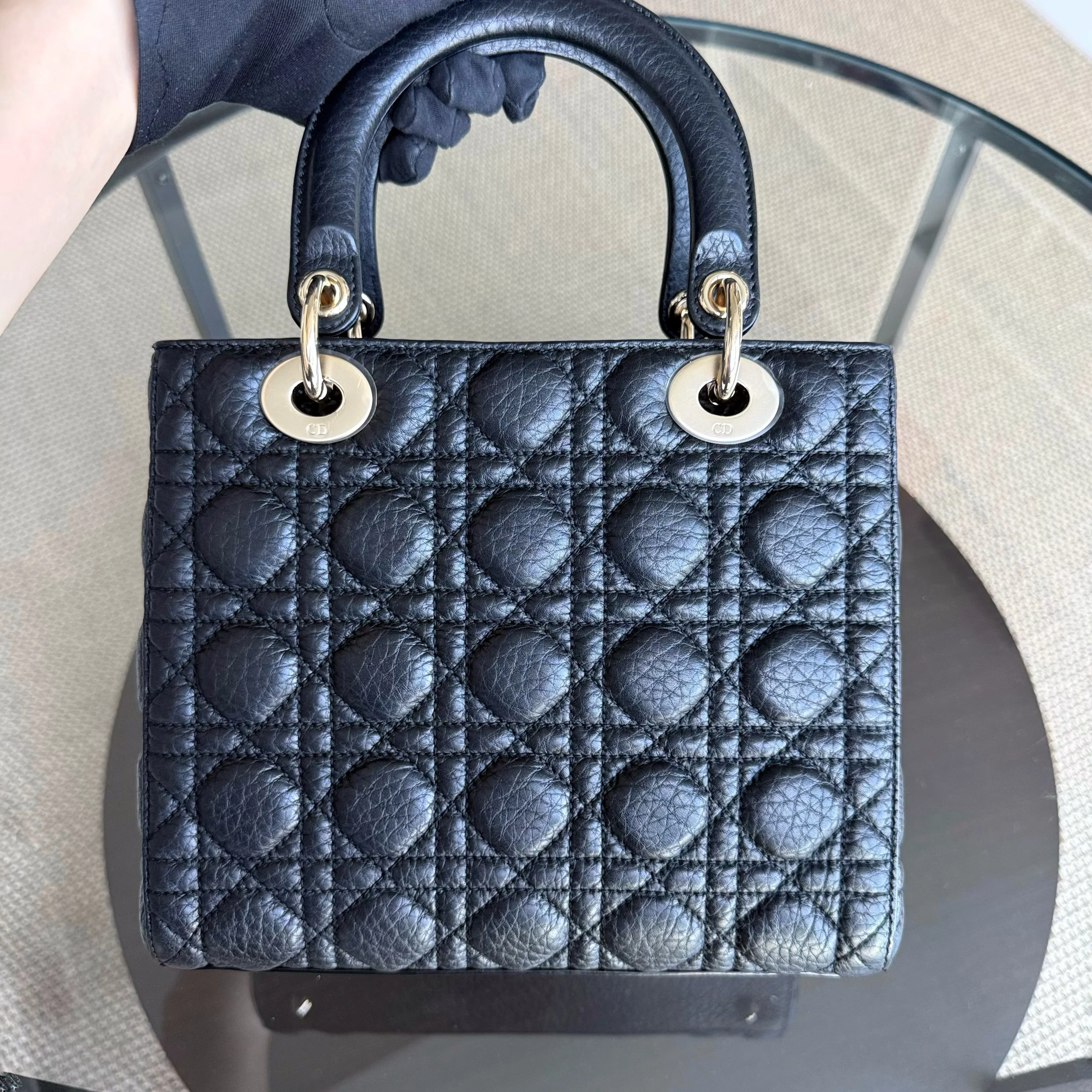 Dior Lady Medium Flap - Cannage Calfskin Black Gold Hardware