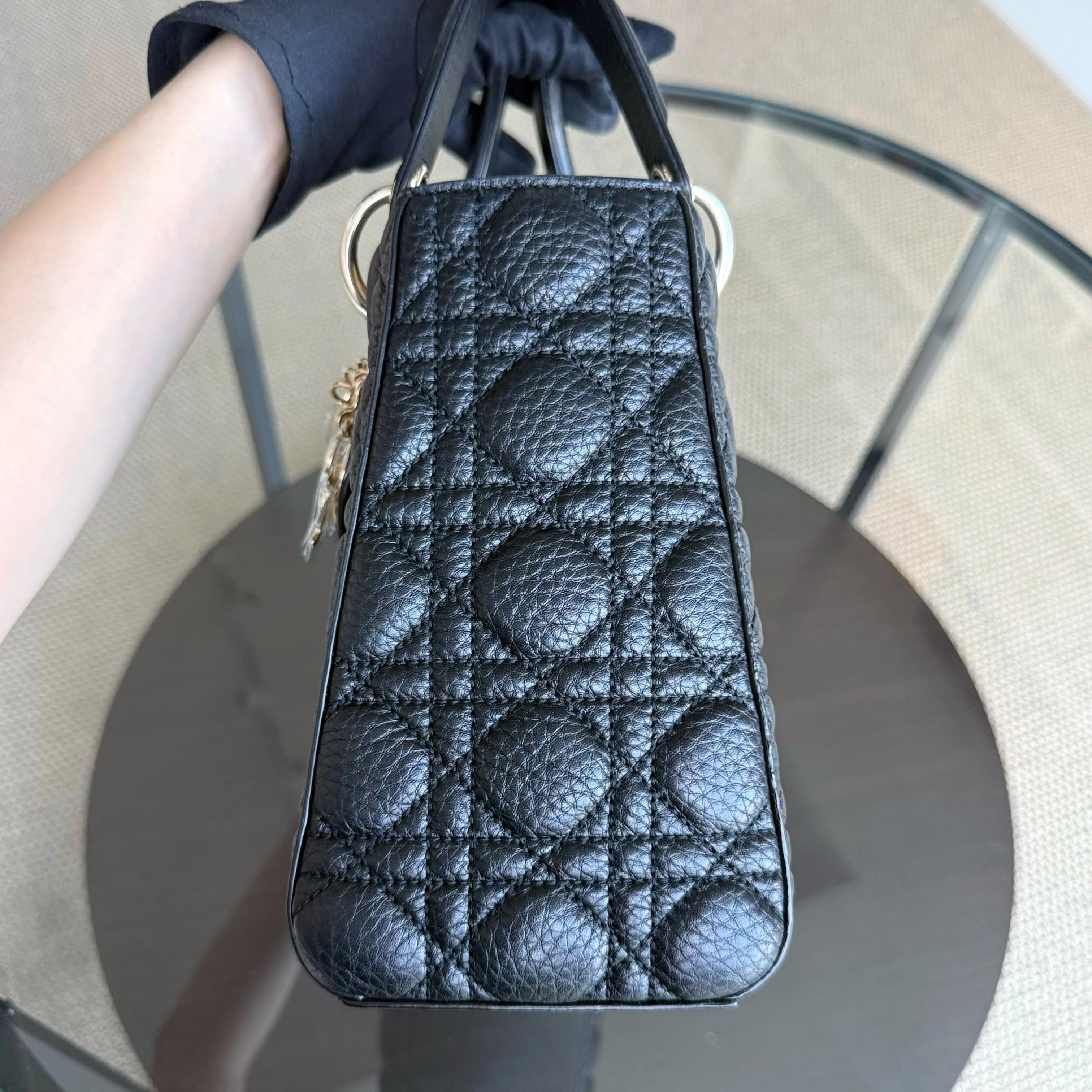 Dior Lady Medium Flap - Cannage Calfskin Black Gold Hardware