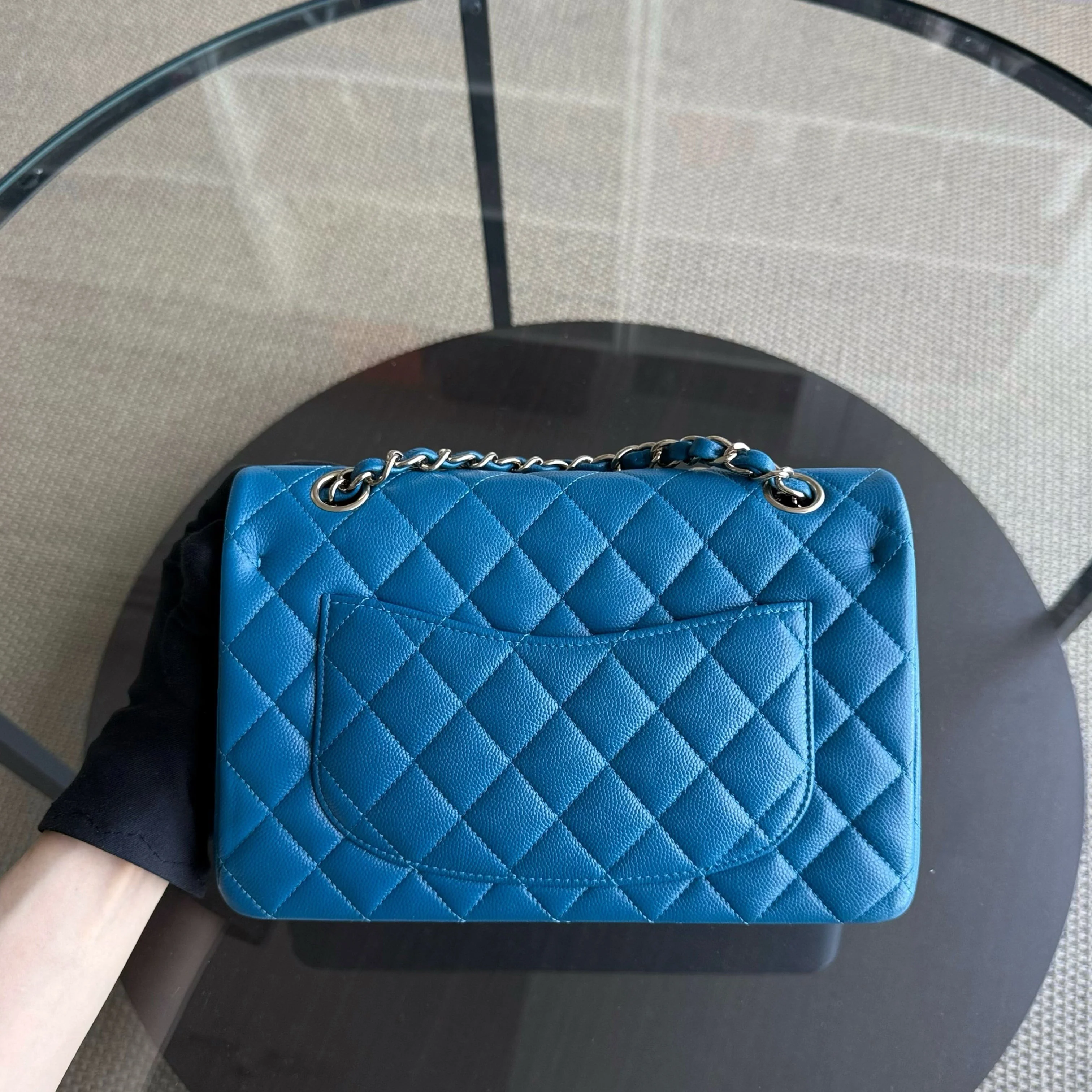Chanel Classic Flap Small - Caviar Quilted Grained Calfskin Blue Gold Hardware Series 30
