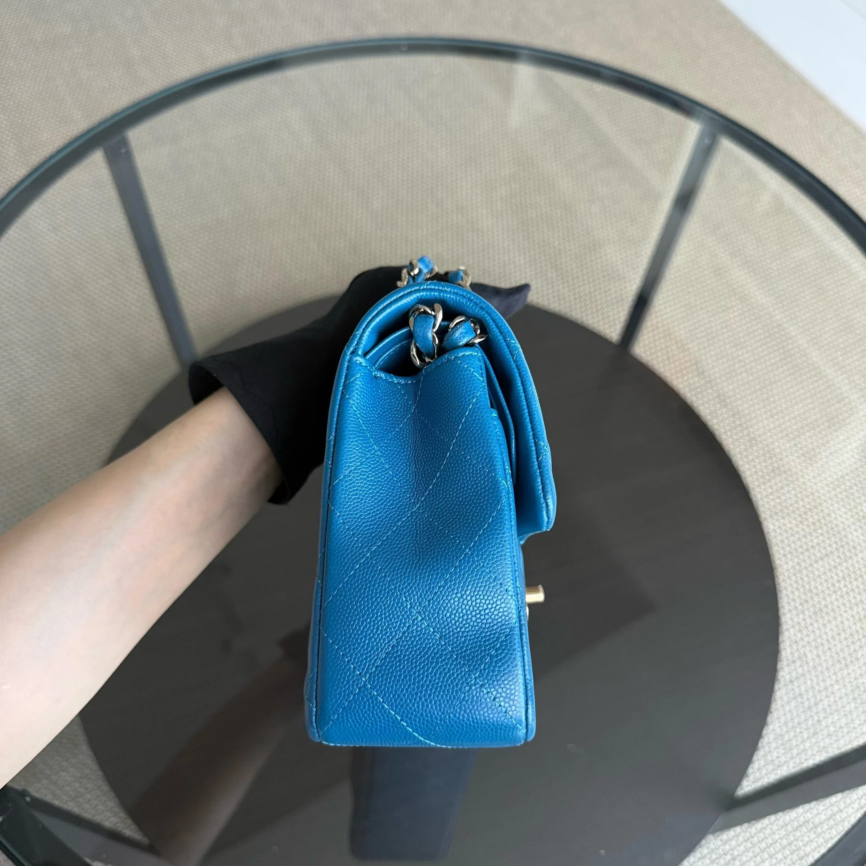 Chanel Classic Flap Small - Caviar Quilted Grained Calfskin Blue Gold Hardware Series 30