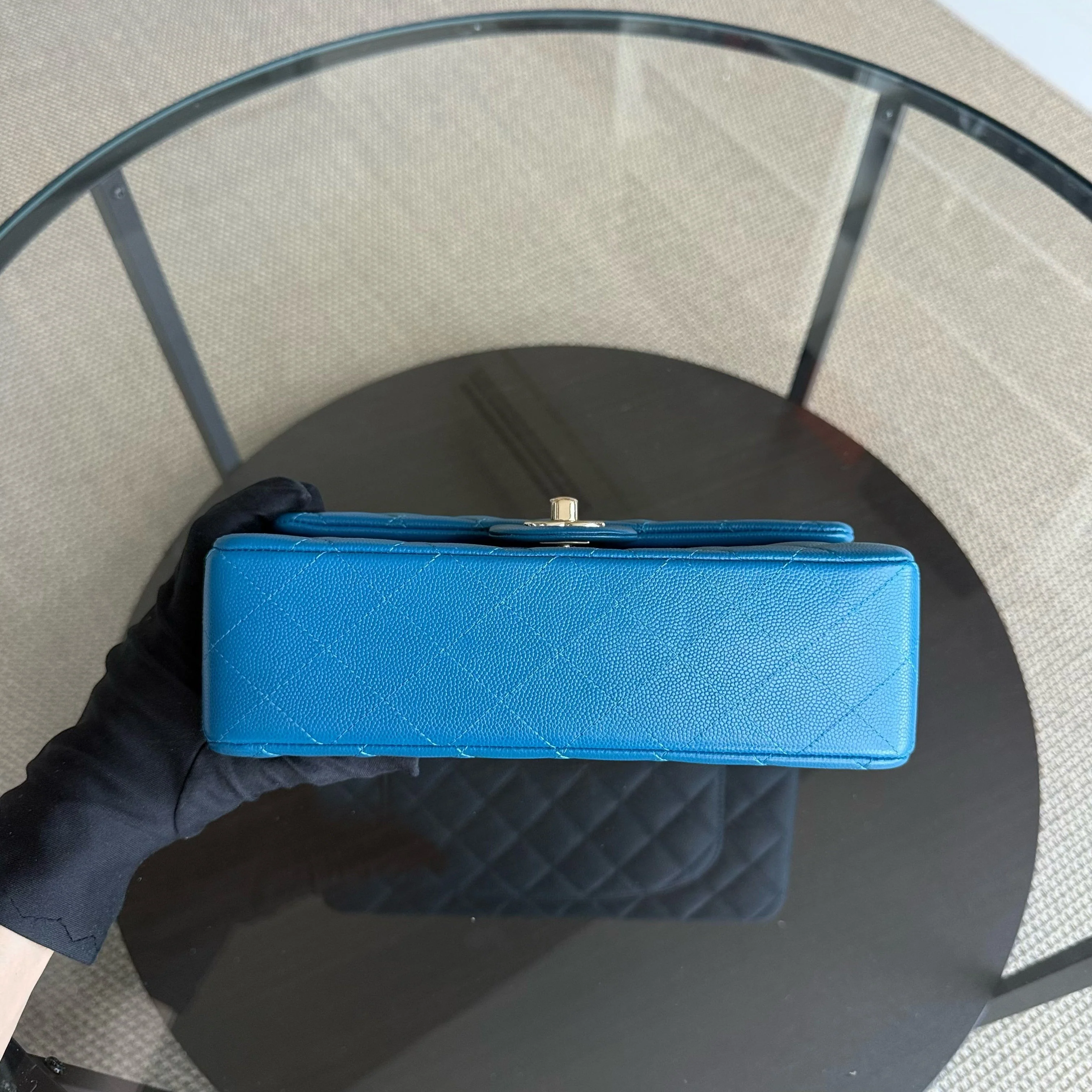 Chanel Classic Flap Small - Caviar Quilted Grained Calfskin Blue Gold Hardware Series 30