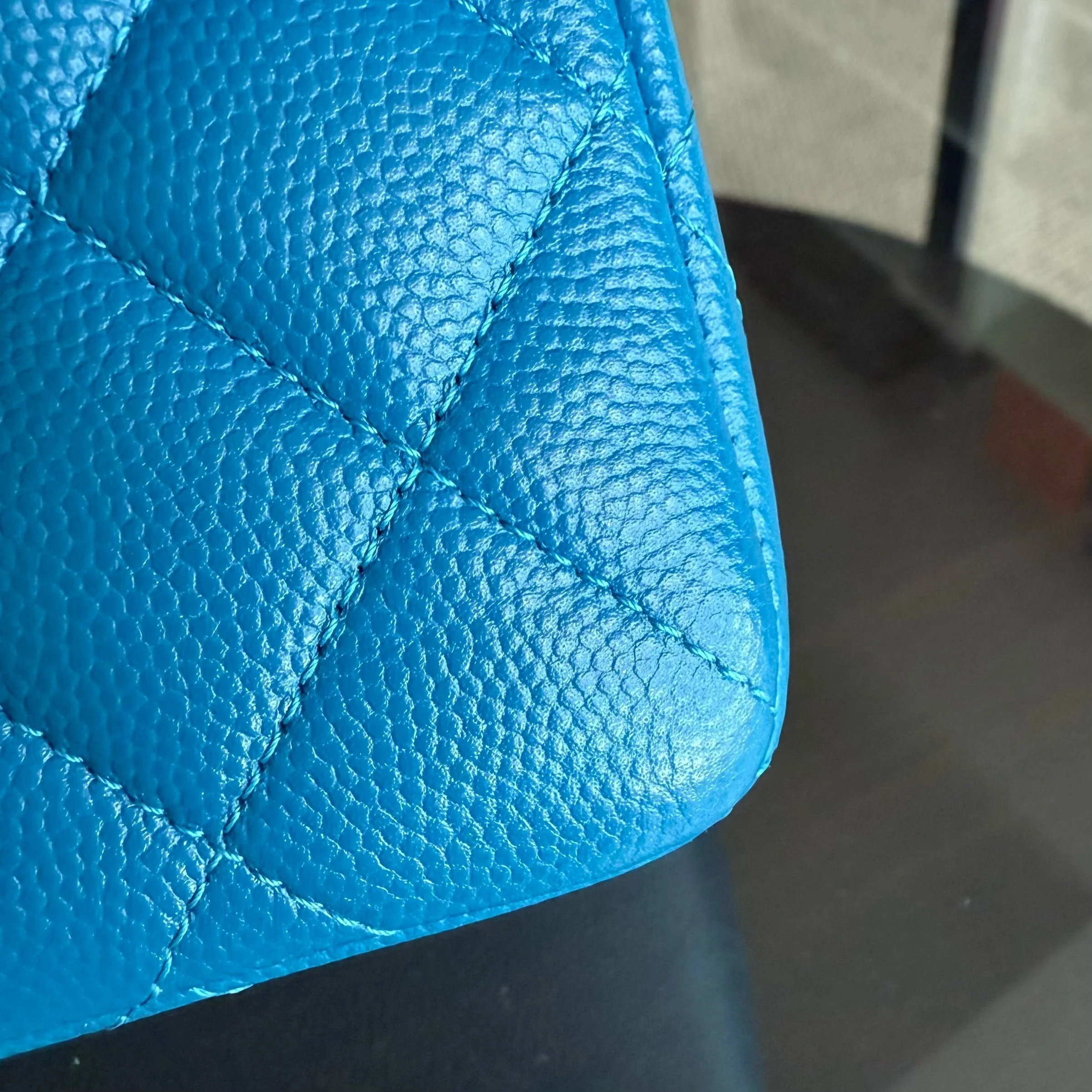 Chanel Classic Flap Small - Caviar Quilted Grained Calfskin Blue Gold Hardware Series 30