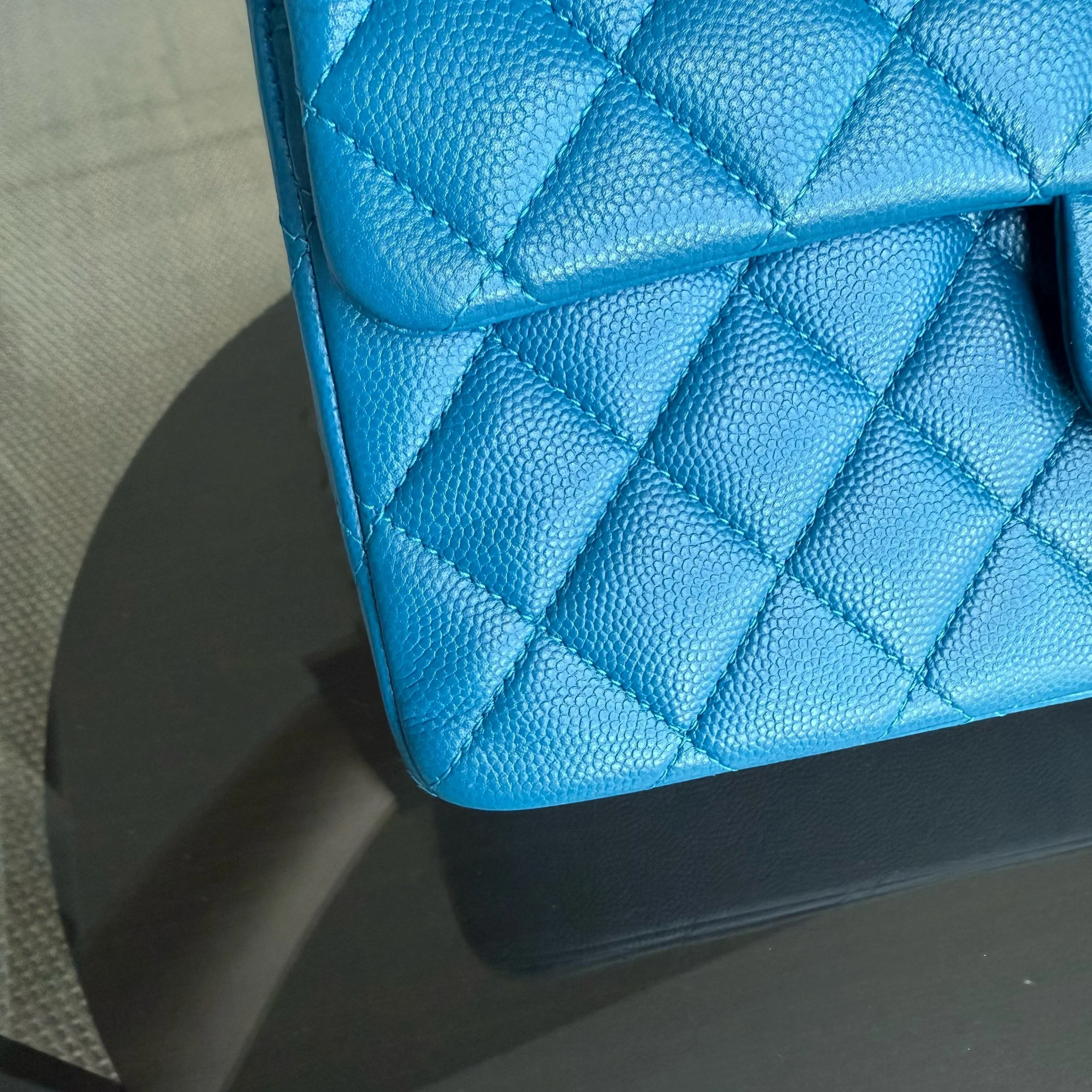 Chanel Classic Flap Small - Caviar Quilted Grained Calfskin Blue Gold Hardware Series 30