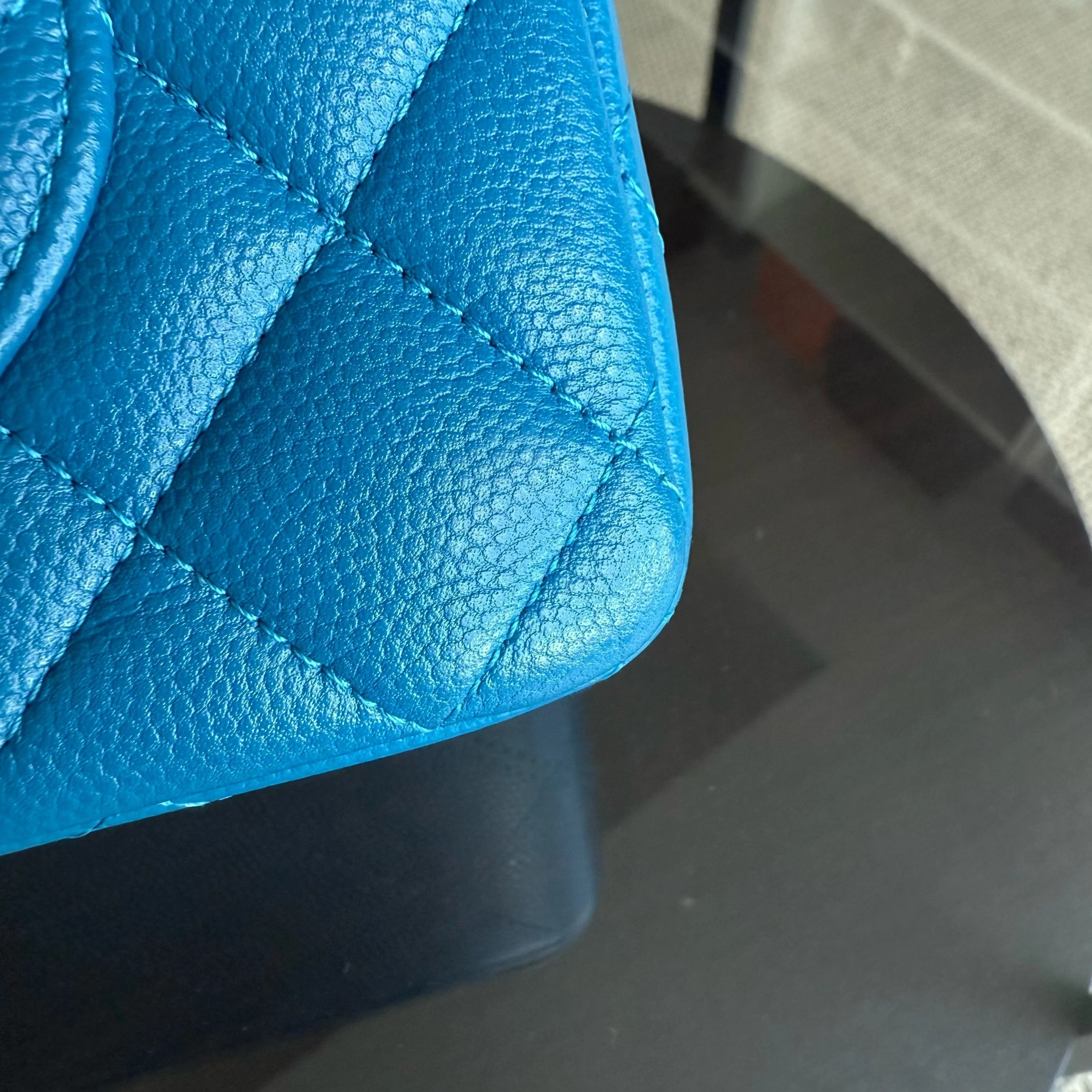 Chanel Classic Flap Small - Caviar Quilted Grained Calfskin Blue Gold Hardware Series 30