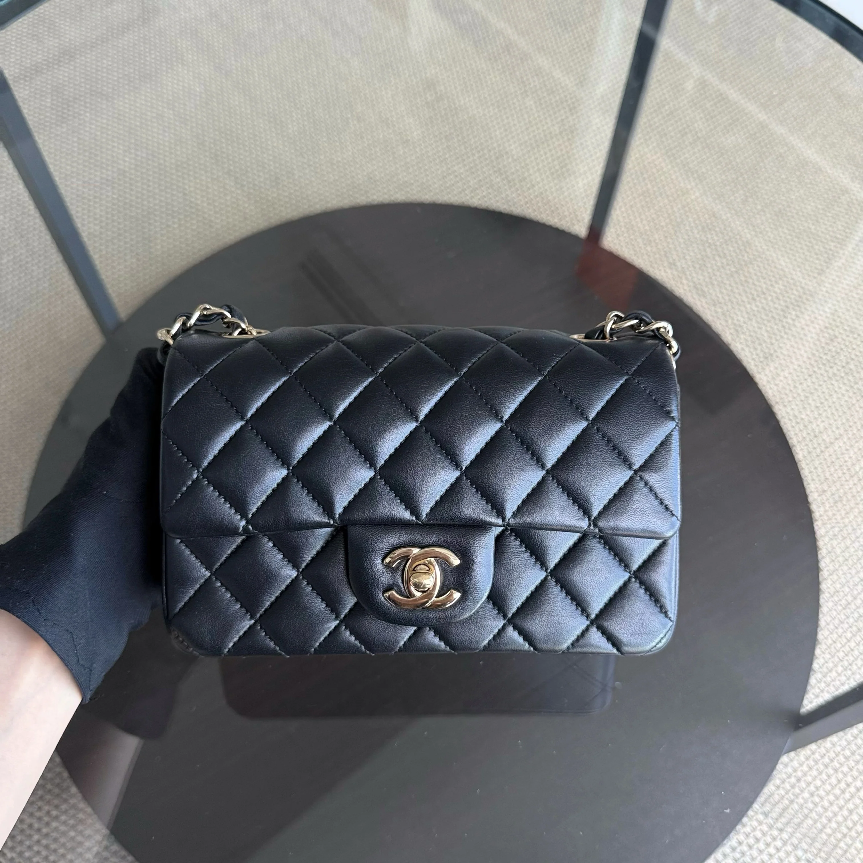 Chanel Classic Flap Mini - Quilted Lambskin Black Gold Hardware Series 26
