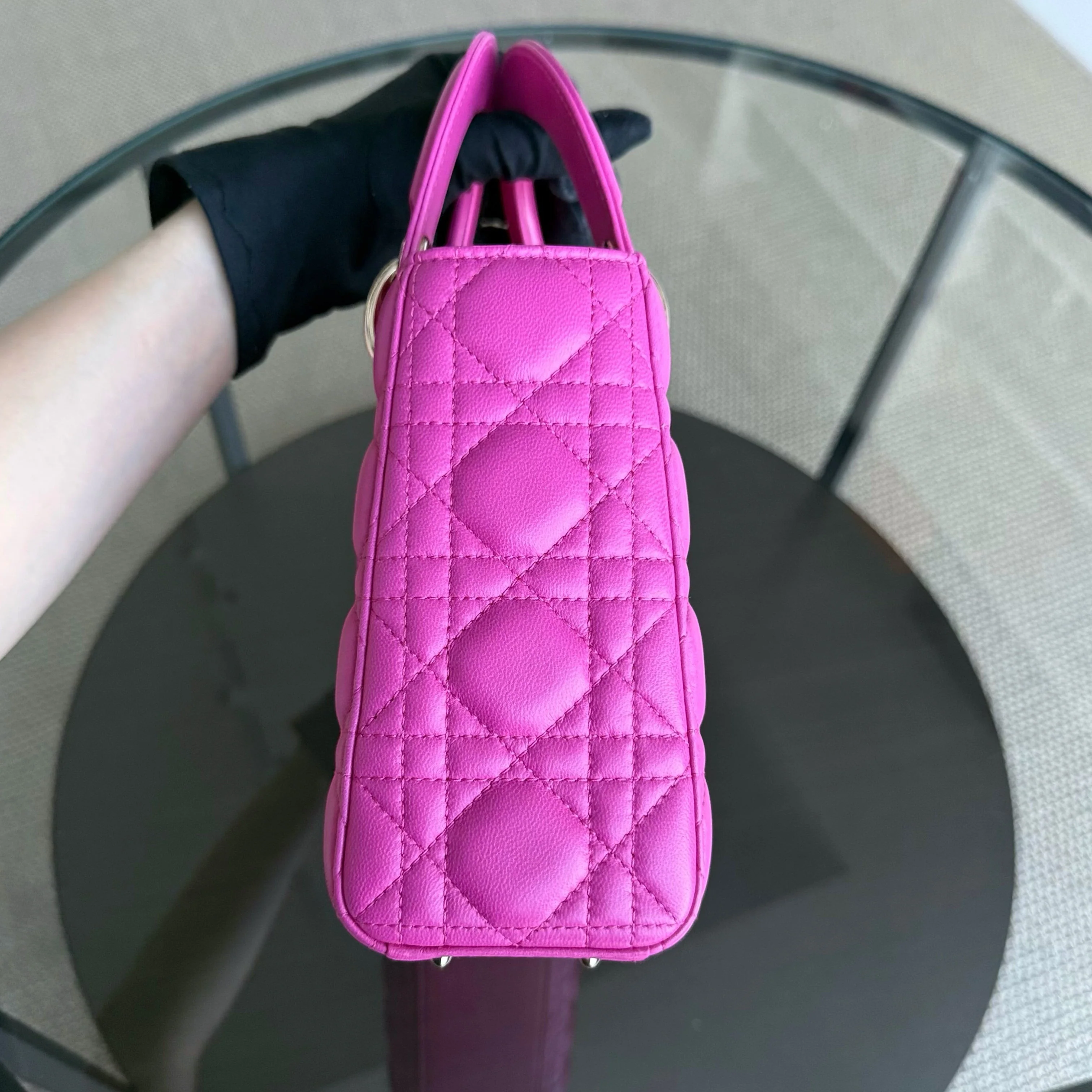 Dior Lady Small Flap - Cannage Lambskin Barbie Pink Gold Hardware