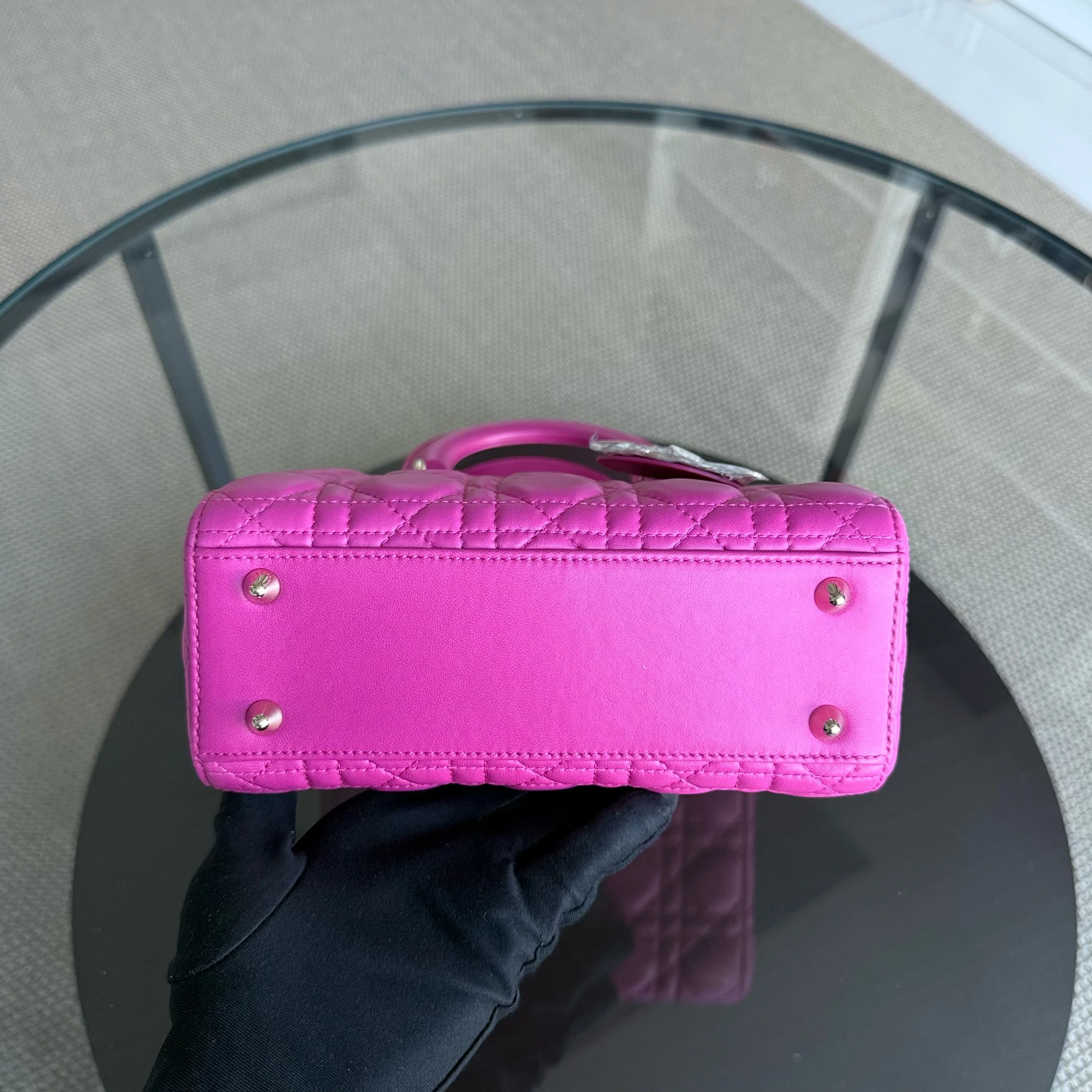 Dior Lady Small Flap - Cannage Lambskin Barbie Pink Gold Hardware