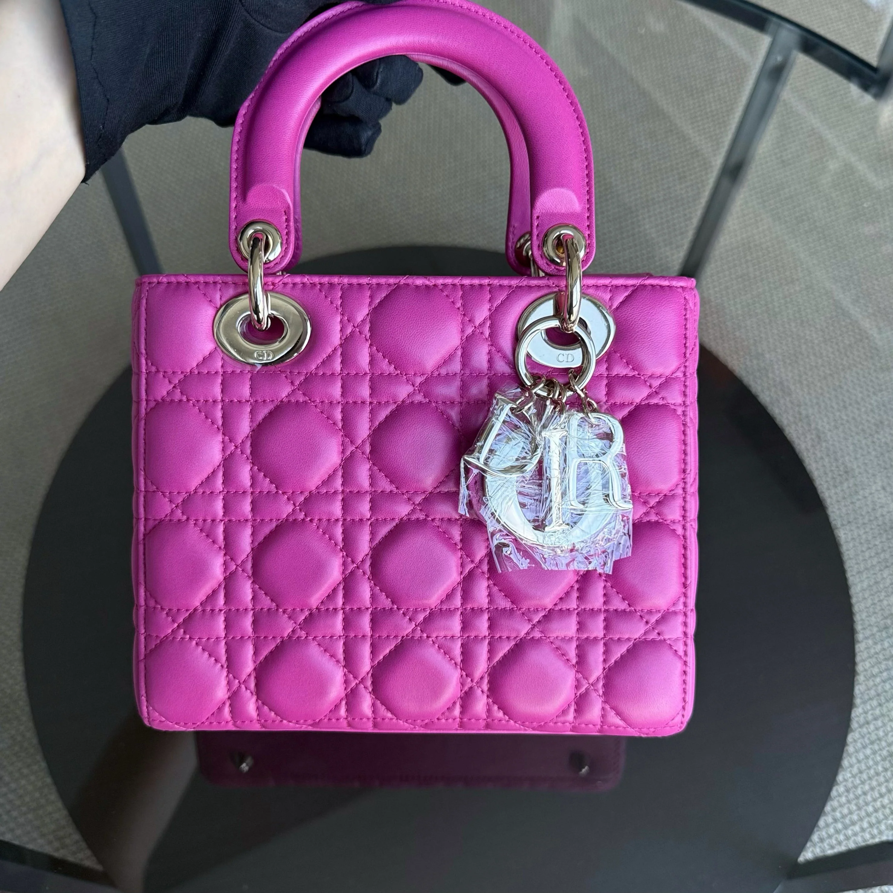 Dior Lady Small Flap - Cannage Lambskin Barbie Pink Gold Hardware