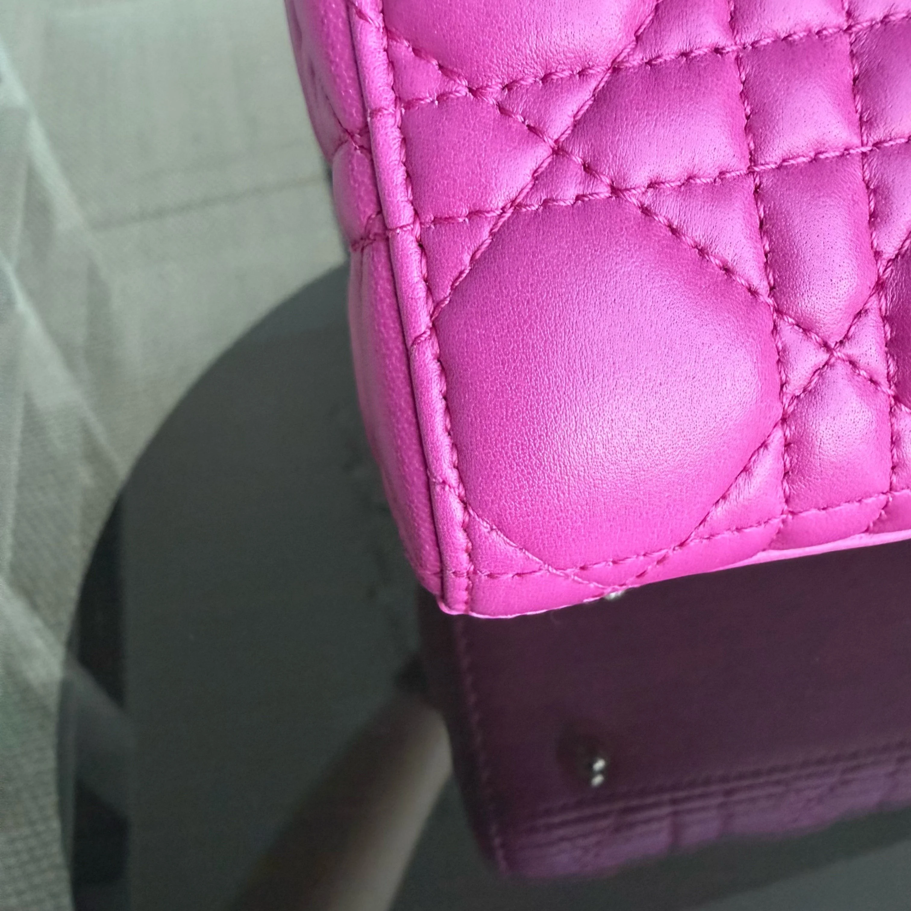 Dior Lady Small Flap - Cannage Lambskin Barbie Pink Gold Hardware