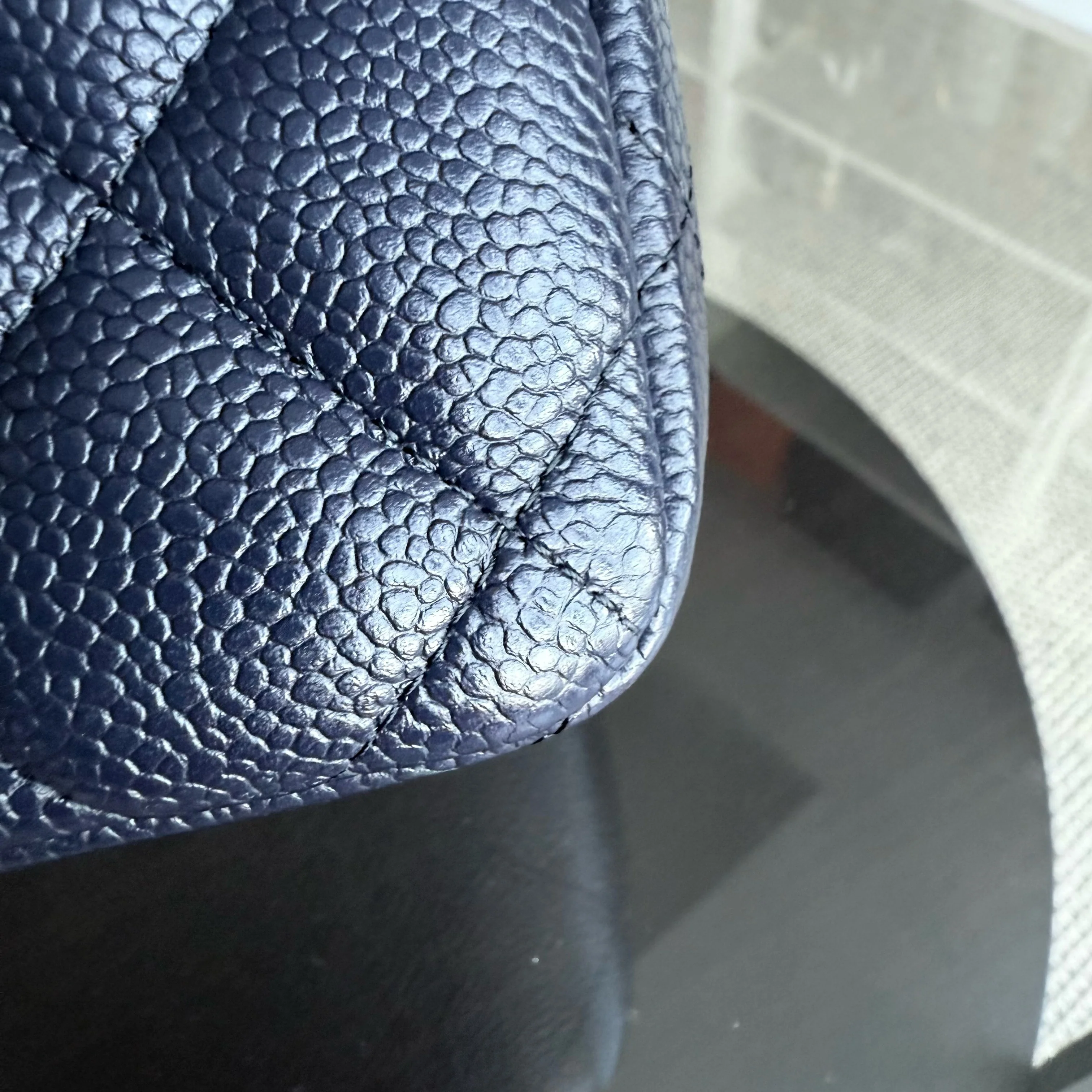 Chanel Classic Flap Jumbo - Caviar Quilted Grained Calfskin Dark Navy Blue Gold Hardware Series 21