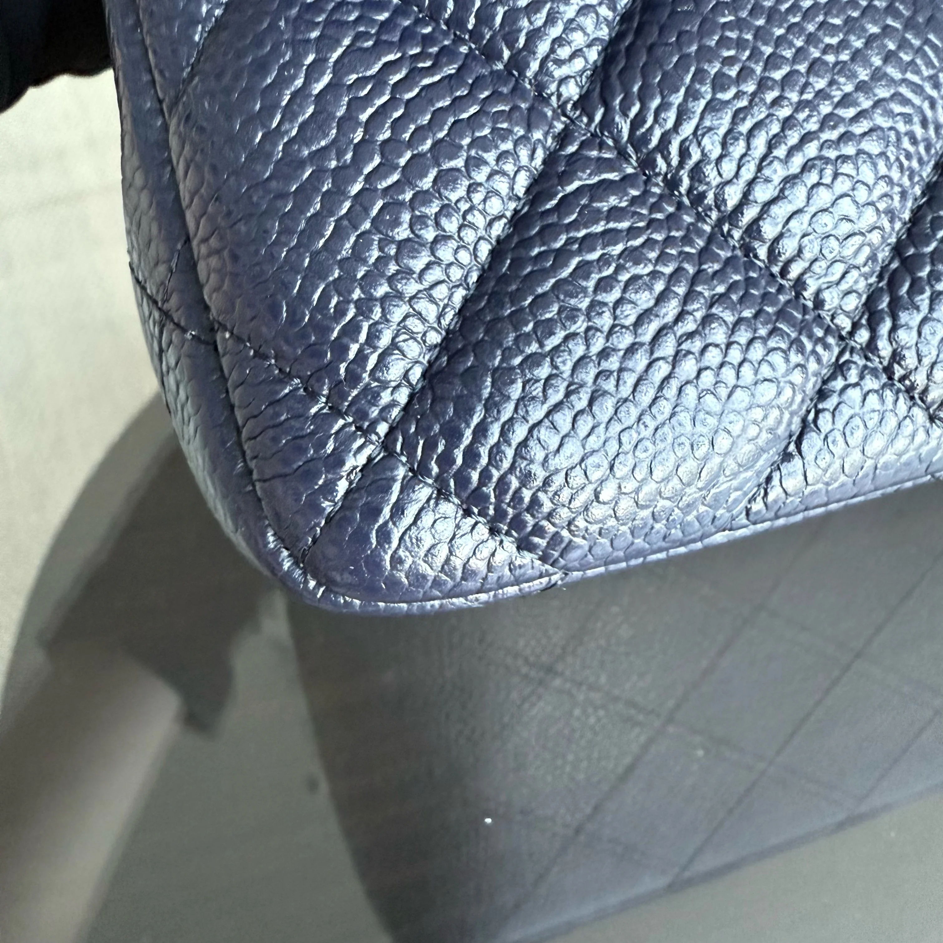 Chanel Classic Flap Jumbo - Caviar Quilted Grained Calfskin Dark Navy Blue Gold Hardware Series 21