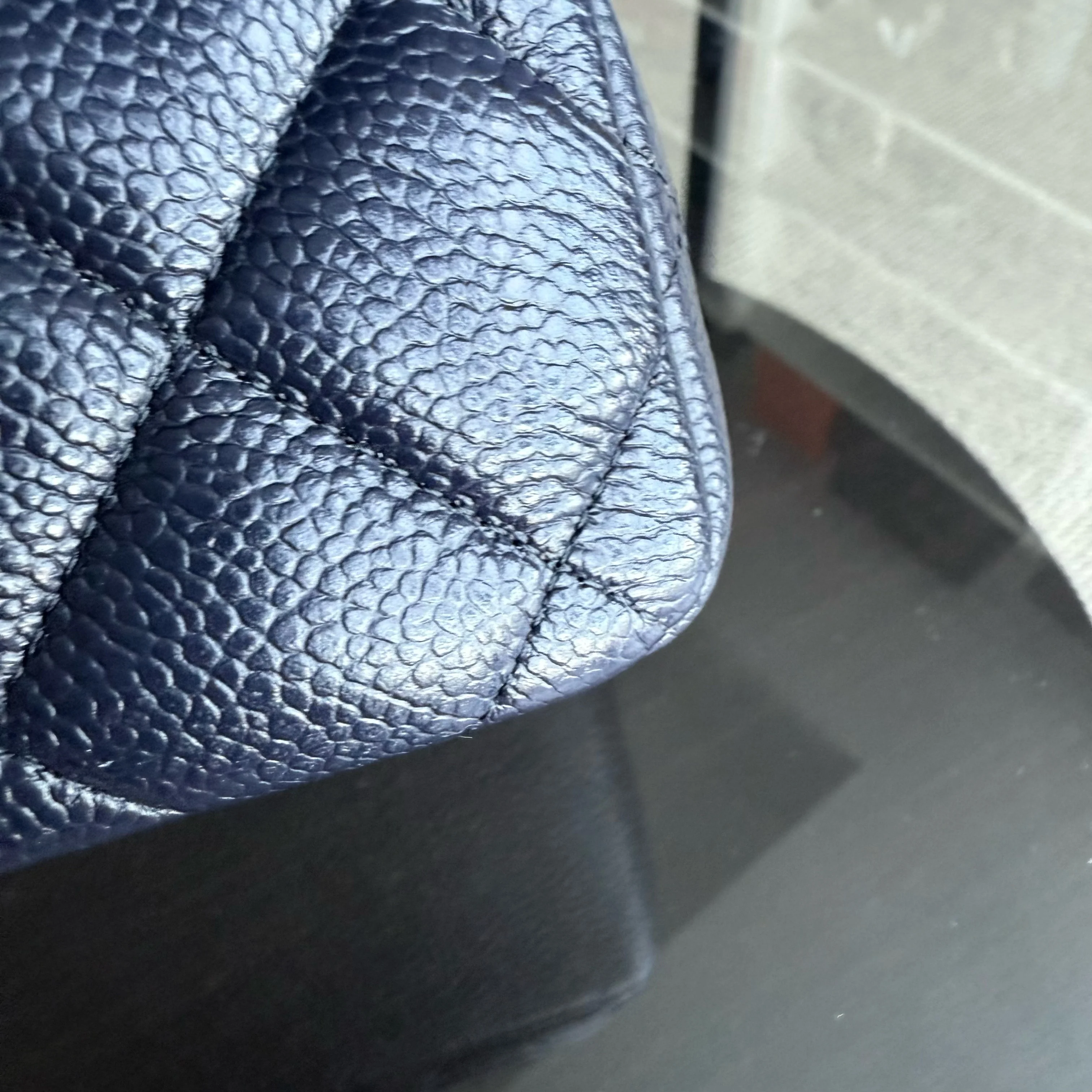 Chanel Classic Flap Jumbo - Caviar Quilted Grained Calfskin Dark Navy Blue Gold Hardware Series 21